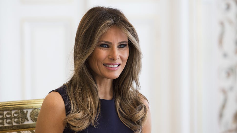 Melania Trump First Lady Melania Trump is pictured during a meeting with Polish President's wife Agata Kornhauser-Duda (Unseen) at the Belvedere Palace in Warsaw on July 6, 2017. US President Donald Trump is on his first visit behind the former Iron Curtain. He is expected to focus largely on defence in talks with Baltic, Balkan and central European leaders.