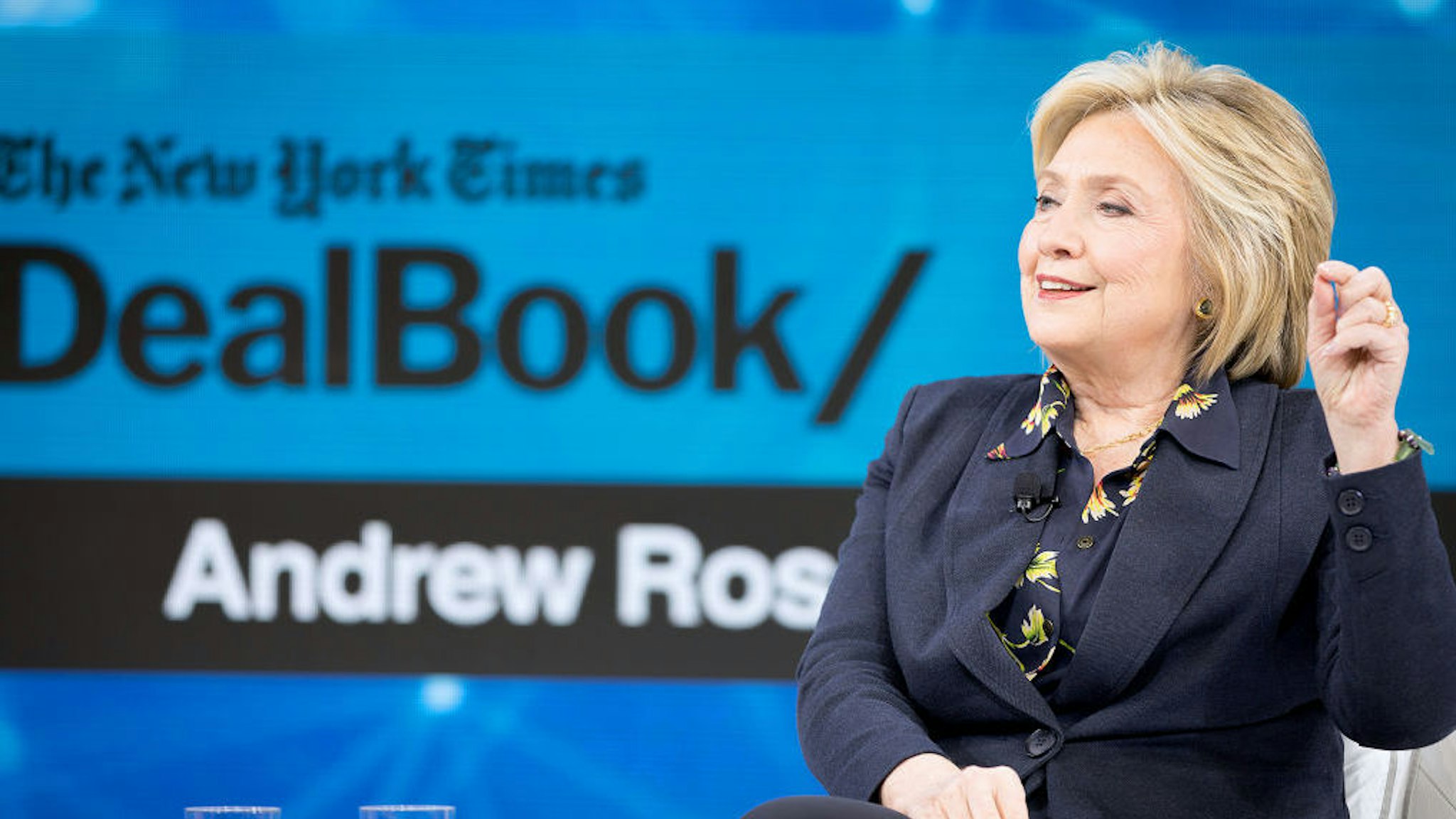 Hillary Rodham Clinton, Former First Lady, U.S. Senator, U.S. Secretary of State speaks onstage at 2019 New York Times Dealbook on November 06, 2019 in New York City. (Photo by Mike Cohen/Getty Images for The New York Times)