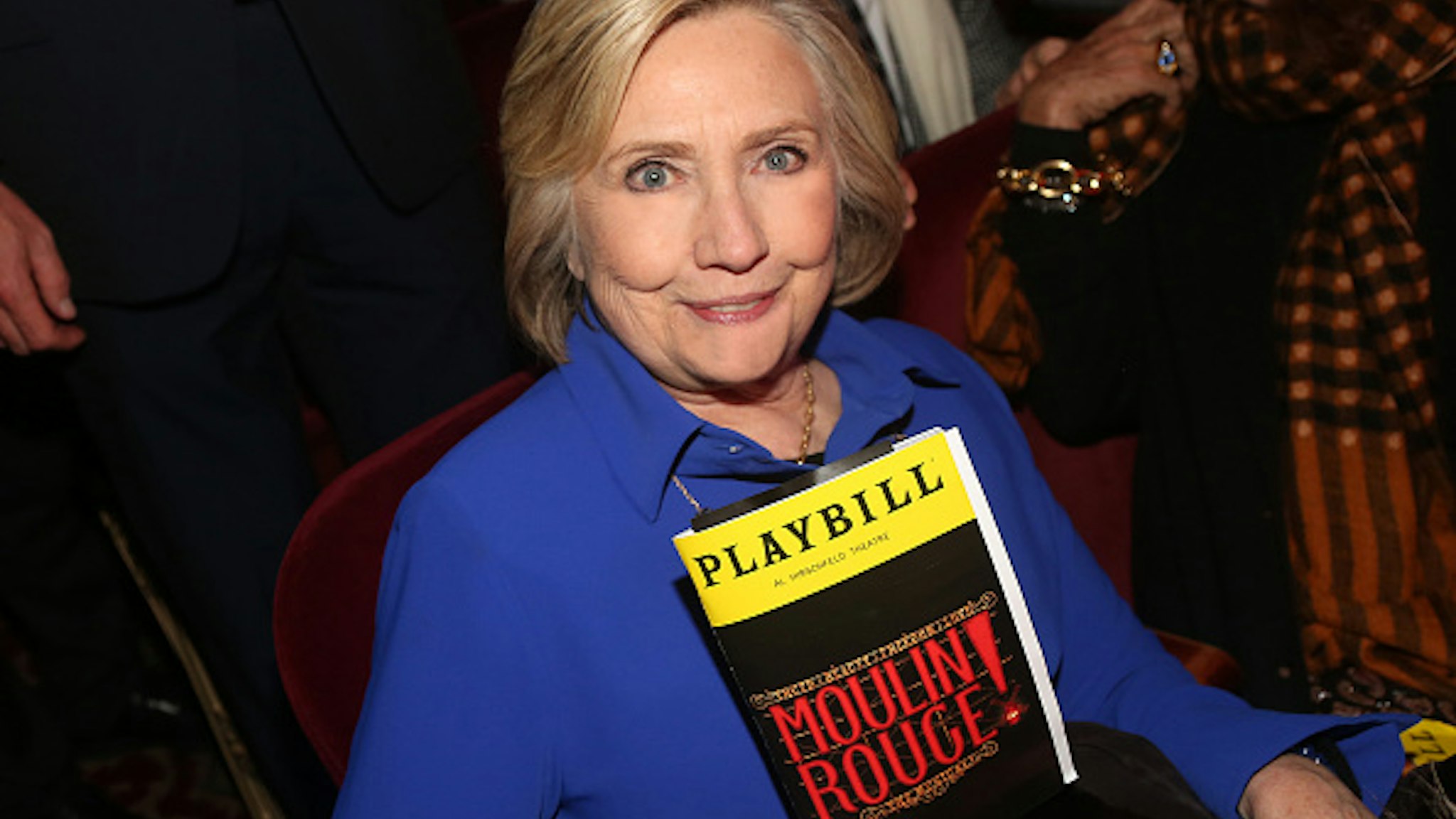 NEW YORK, NEW YORK - DECEMBER 04: (EXCLUSIVE COVERAGE) Hillary Clinton poses at "Moulin Rouge! The Musical" at The Hirshfeld Theatre on December 4, 2019 in New York City.