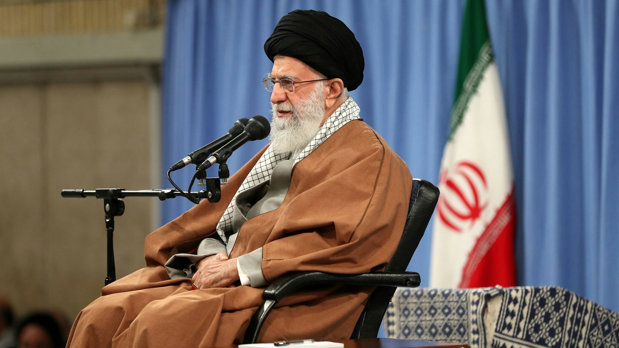 Iranian Supreme Leader Ayatollah Ali Khamanei presents statements regarding ongoing protests across Iran against petrol price increases, in Tehran, Iran on November 27, 2019.