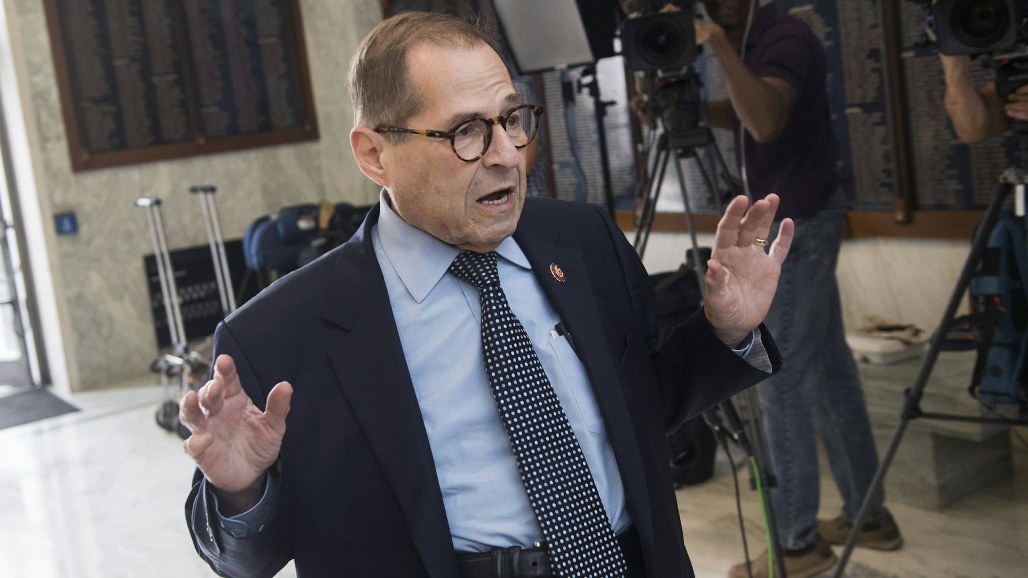 UNITED STATES - SEPTEMBER 17: Chairman Jerrold Nadler, D-N.Y., arrives for the House Judiciary Committee hearing titled Presidential Obstruction of Justice and Abuse of Power, in Rayburn Building on Tuesday, September 17, 2019. Corey Lewandowski, former campaign manager for the Trump presidential campaign, testified.