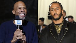 Abdul-Jabbar, Kaepernick Photo of Abdul-Jabbar by Andrew Chin/GettyImages Photo of Kaepernick by Jennifer Graylock/PA Images/GettyImages