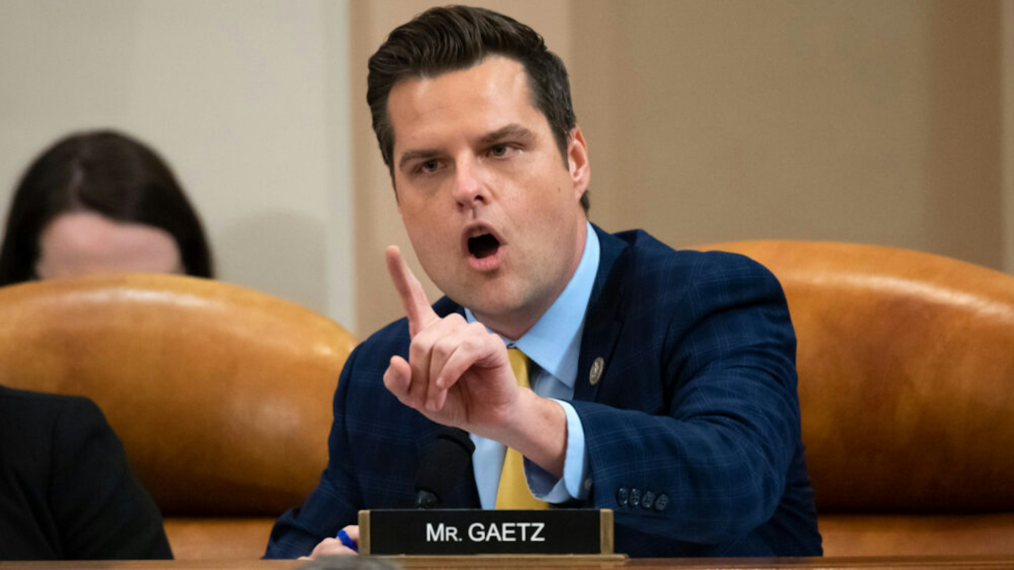 WASHINGTON, DC – DECEMBER 4: Rep. Matt Gaetz (R-FL) speaks during testimony by constitutional scholars before the House Judiciary Committee in the Longworth House Office Building on Capitol Hill December 4, 2019 in Washington, DC. This is the first hearing held by the Judiciary Committee in the impeachment inquiry against U.S. President Donald Trump, whom House Democrats say held back military aid for Ukraine while demanding it investigate his political rivals. The Judiciary Committee will decide whether to draft official articles of impeachment against President Trump to be voted on by the full House of Representatives.