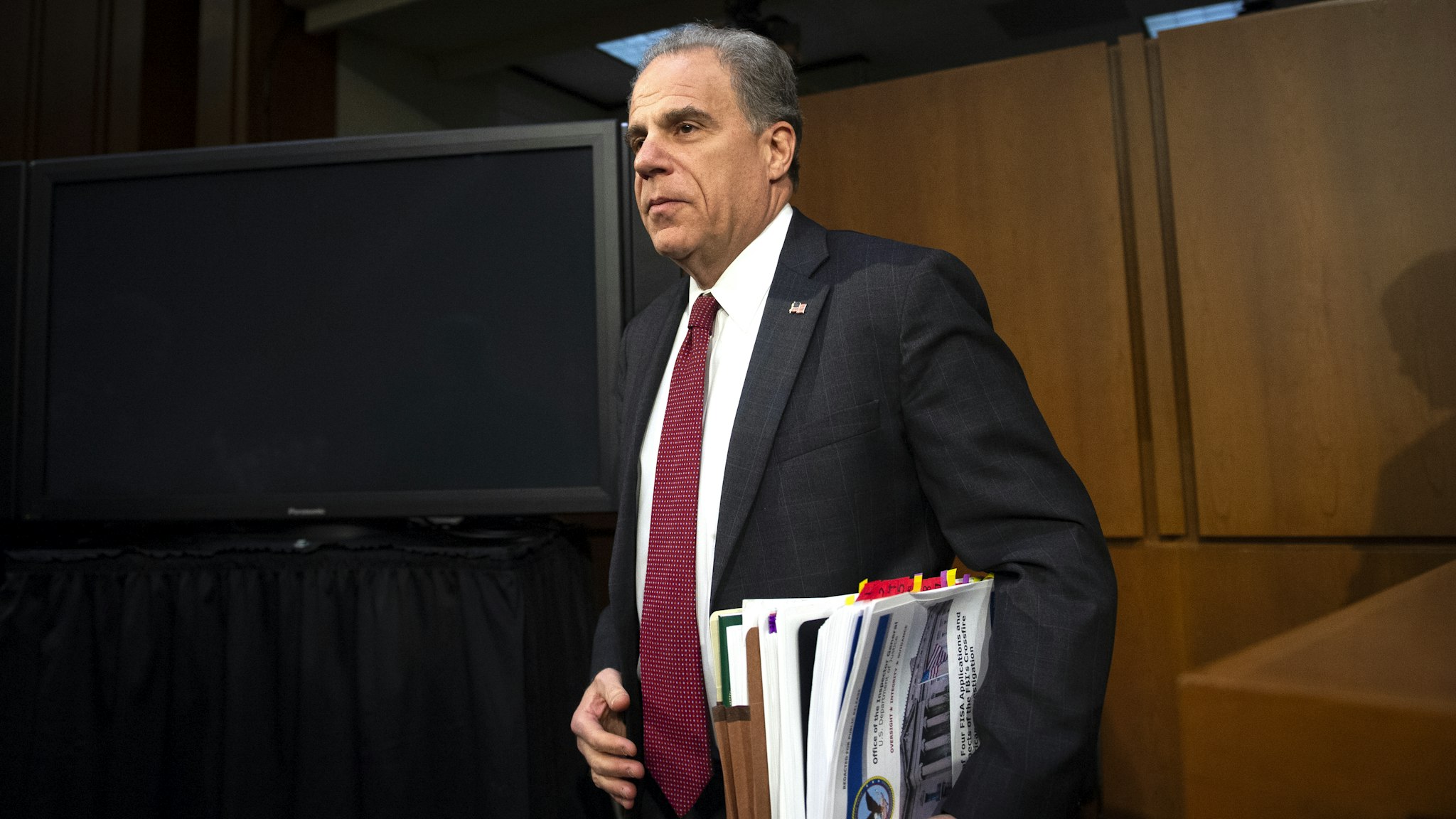 UNITED STATES - DECEMBER 11: Justice Department Inspector General Michael Horowitz arrives to testify before the Senate Judiciary Committee for a hearing on "Examining the Inspector General's report on alleged abuses of the Foreign Intelligence Surveillance Act (FISA) on Wednesday Dec. 11, 2019.