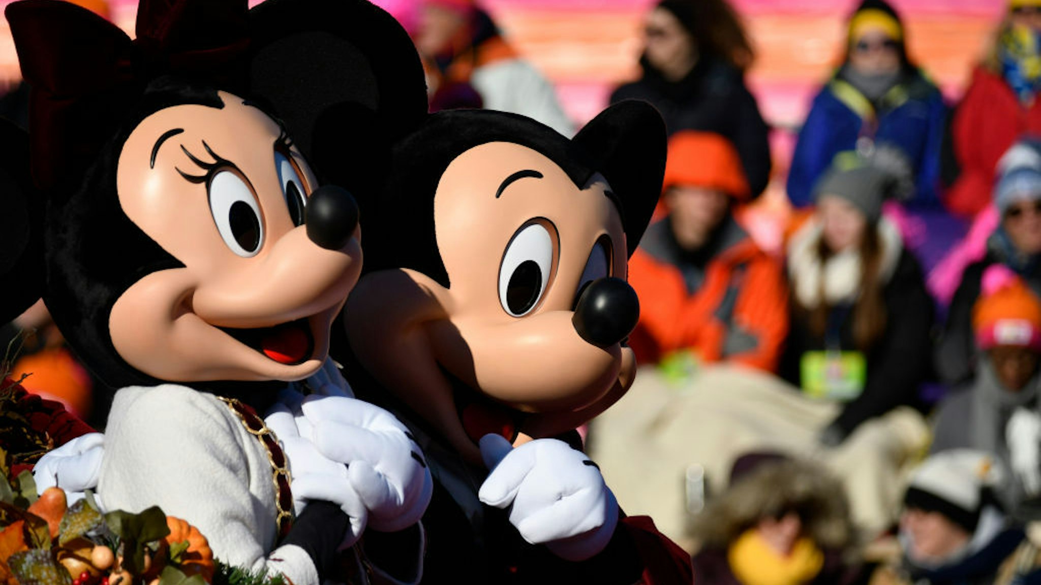 Disney's Mini and Mickey Mouse ride on a Walt Disney World carriage during the 99th 6ABC/Dunkin' Donuts Annual Thanksgiving Day parade, in Philadelphia, PA, on November 22, 2018. The annual parade on Benjamin Franklin Parkway is the oldest in the nation. (Photo by Bastiaan Slabbers/NurPhoto via Getty Images)