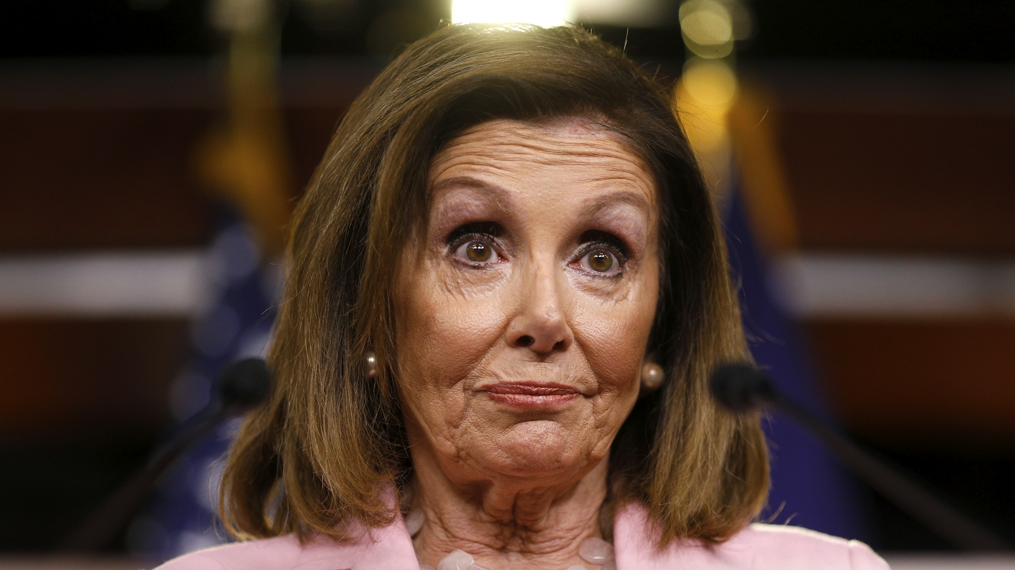 WASHINGTON, DC - SEPTEMBER 12: U.S. House Speaker Nancy Pelosi (D-CA) delivers remarks duringher weekly news conference on Capitol Hill September 12, 2019 in Washington, DC. While saying she's "pleased" with progress on a House Judiciary Committee probe of President Donald Trump, she declined to call the investigation an impeachment inquiry as Committee Chairman Jerrold Nadler (D-NY) has done.
