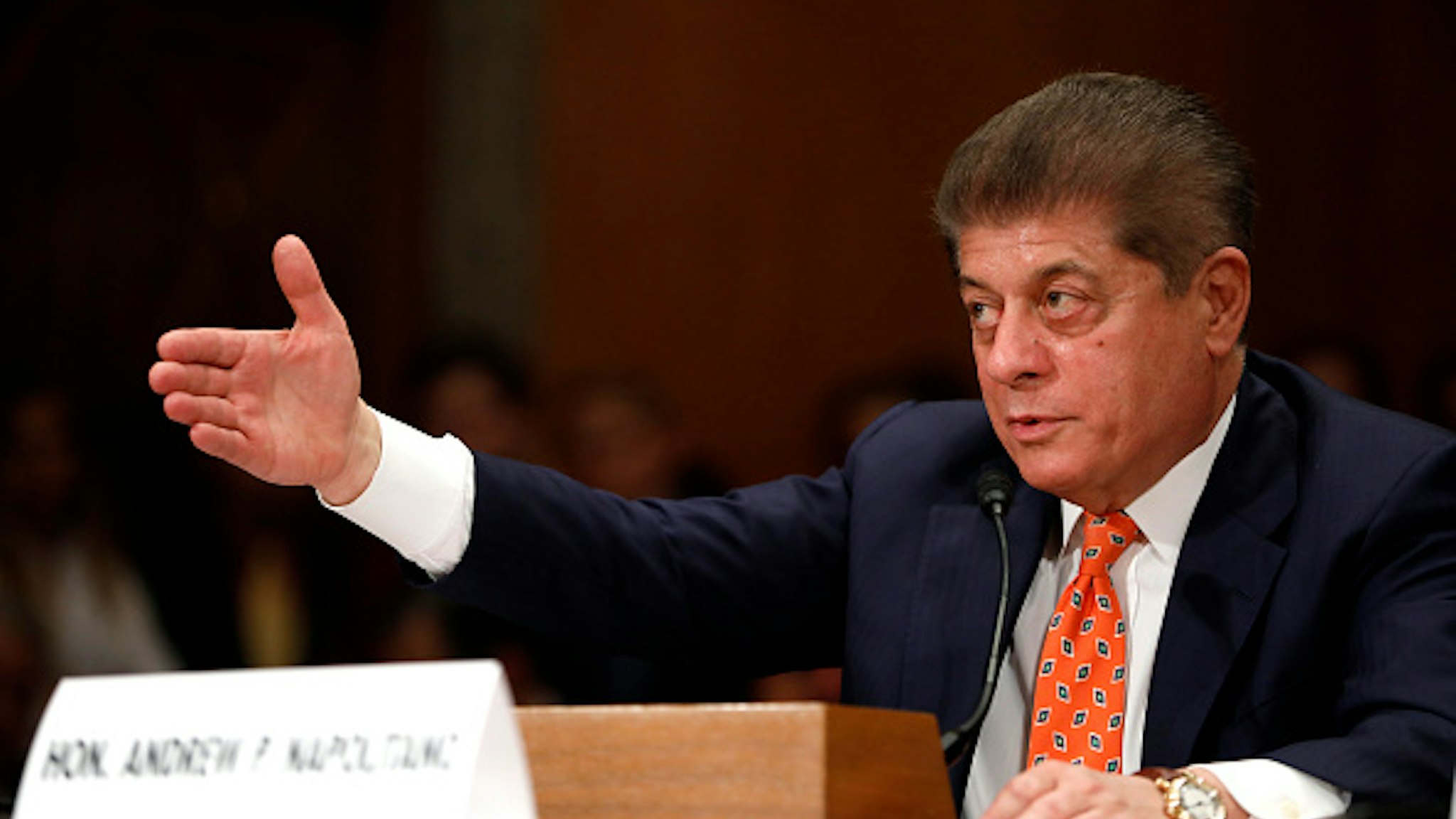 WASHINGTON, DC - JUNE 6: Andrew Napolitano, senior judicial analyst for the Fox News Channel, testifies during a Federal Spending Oversight And Emergency Management Subcommittee hearing June 6, 2018 on Capitol Hill in Washington, DC. Members of both parties raised questions about a lack of Congressional oversight of military deployments overseas.