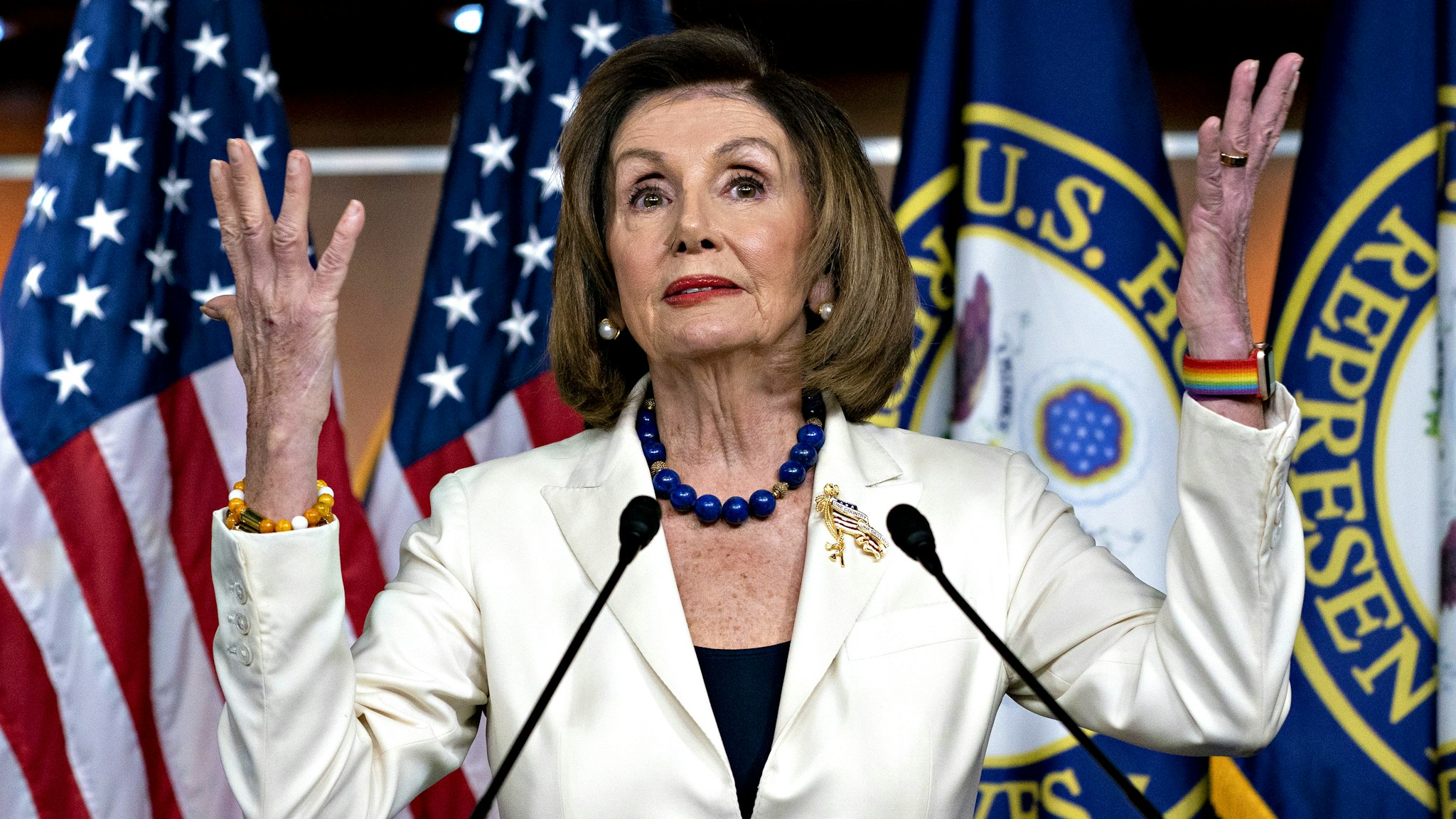 U.S. House Speaker Nancy Pelosi, a Democrat from California, speaks during a news conference on Capitol Hill in Washington, D.C., U.S., on Thursday, Dec. 5, 2019. Pelosi said today that President Donald Trump's actions are a "profound violation of the public trust" and she is asking Representative Jerry Nadler to proceed with drafting articles of impeachment.