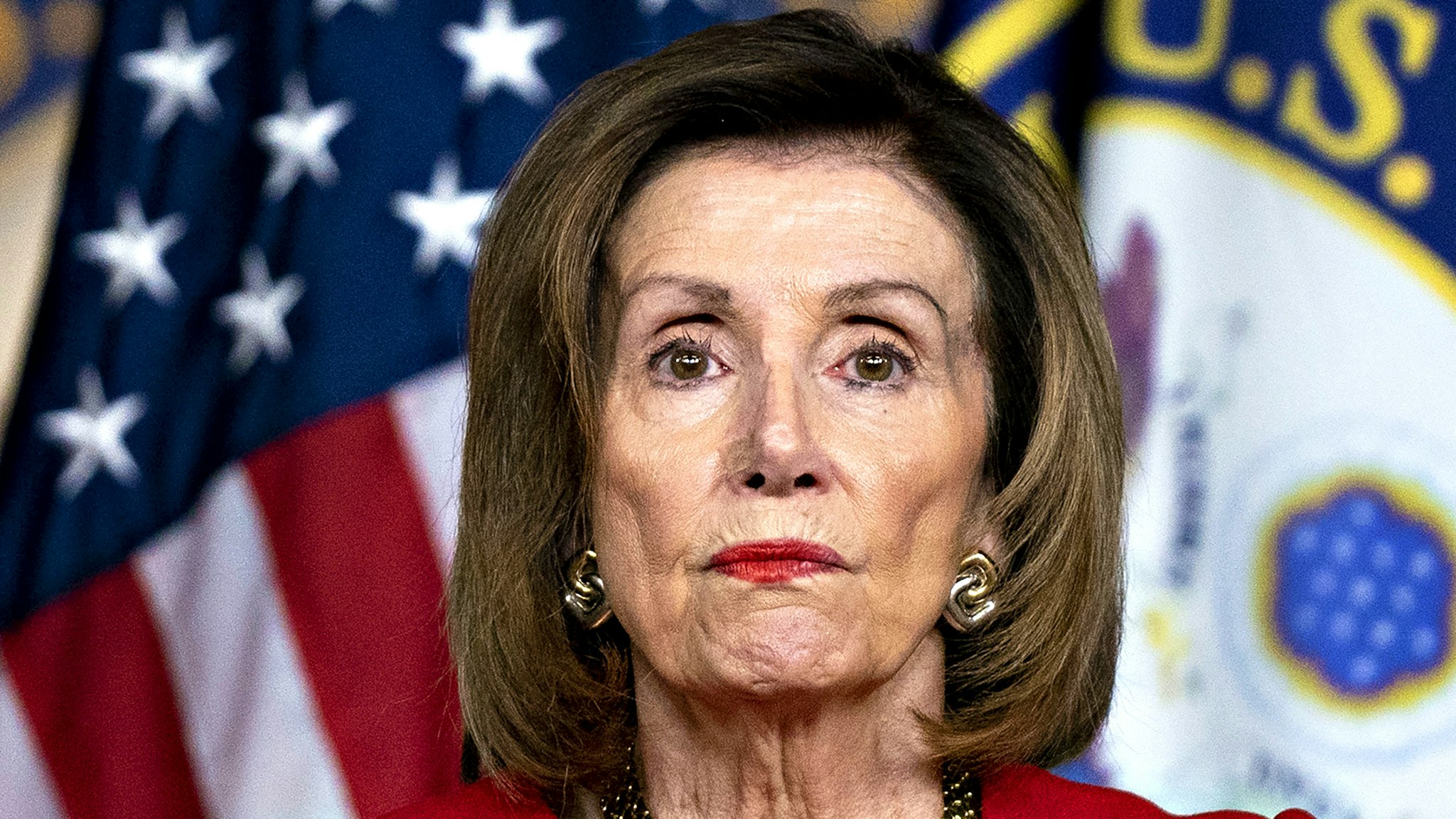 U.S. House Speaker Nancy Pelosi, a Democrat from California, pauses while speaking during a news conference on Capitol Hill in Washington, D.C., U.S., on Thursday, Dec. 19, 2019. Pelosi's carefully scripted impeachment of Donald Trump took an unexpected turn an hour after she banged the gavel Wednesday night, as she opened the door to stalling a Senate trial on whether the president should be removed from office.