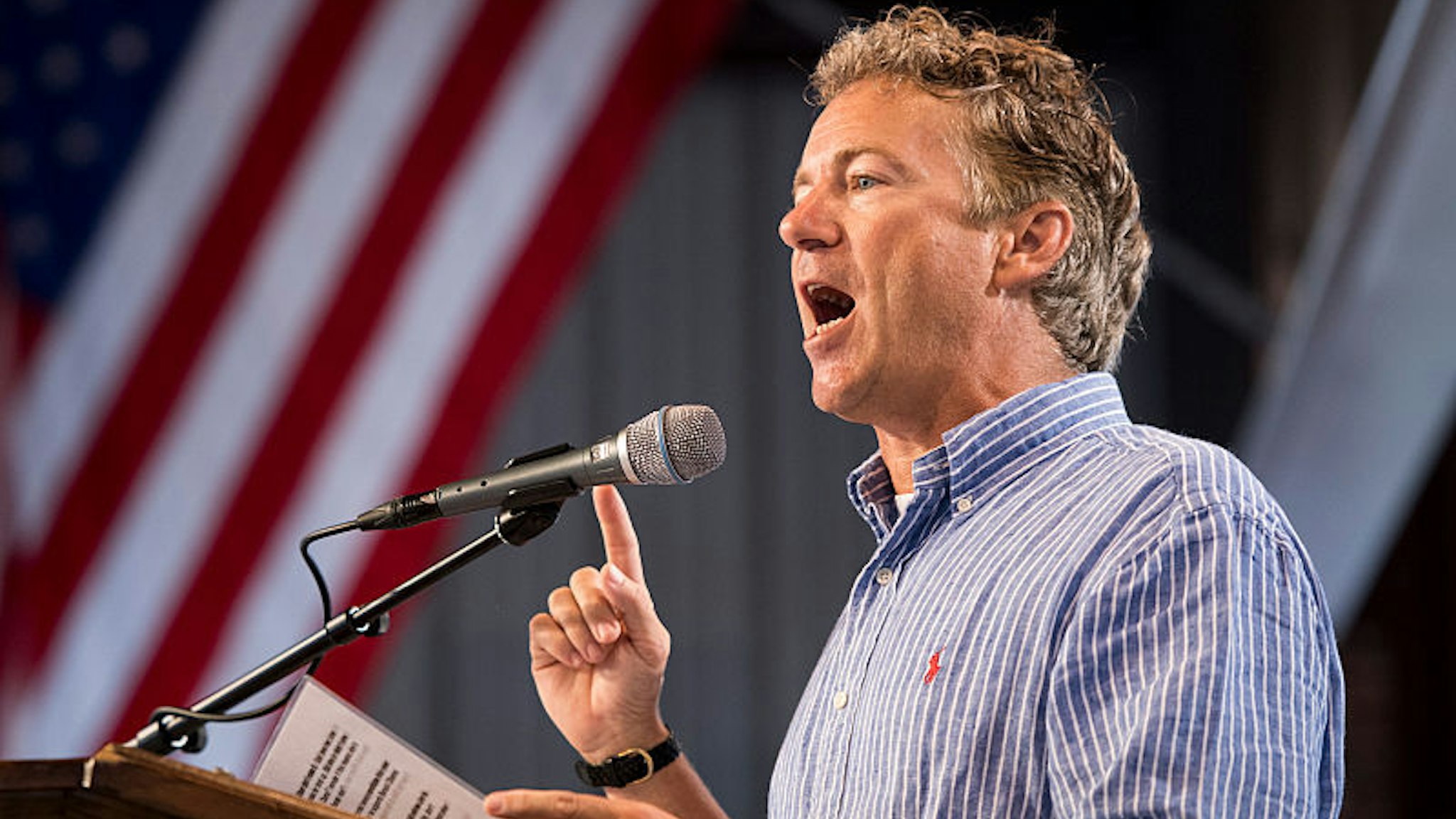 UNITED STATES - AUGUST 6: Sen. Rand Paul (R-KY) speaks at the annual Fancy Farm Picnic in Fancy Farm, Ky., on Saturday, Aug. 6, 2016.