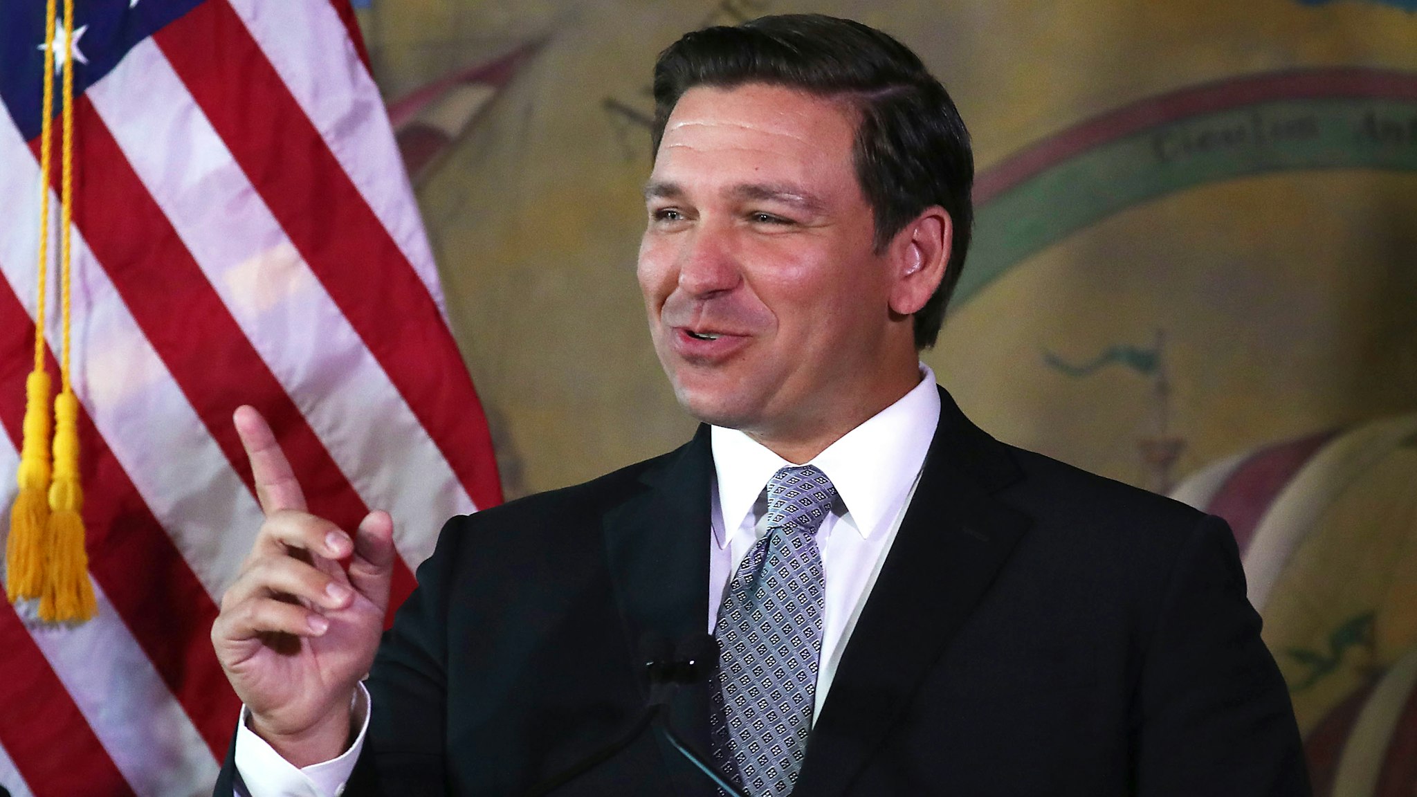 MIAMI, FLORIDA - JANUARY 09: Newly sworn-in Gov. Ron DeSantis attends an event at the Freedom Tower where he named Barbara Lagoa to the Florida Supreme Court on January 09, 2019 in Miami, Florida. Mr. DeSantis was sworn in yesterday as the 46th governor of the state of Florida.