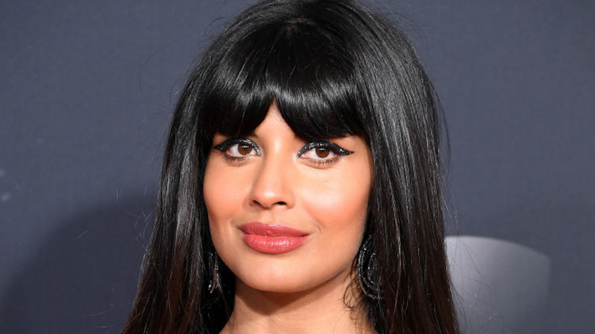 Jameela Jamil arrives at the 2019 American Music Awards at Microsoft Theater on November 24, 2019 in Los Angeles, California.