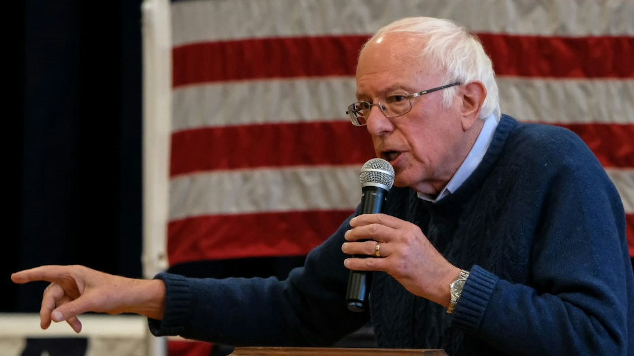 FRANKLIN, UNITED STATES - 2019/11/23: Presidential candidate Bernie Sanders addresses his supporters in Franklin his a campaign ahead of the presidential election. (Photo by