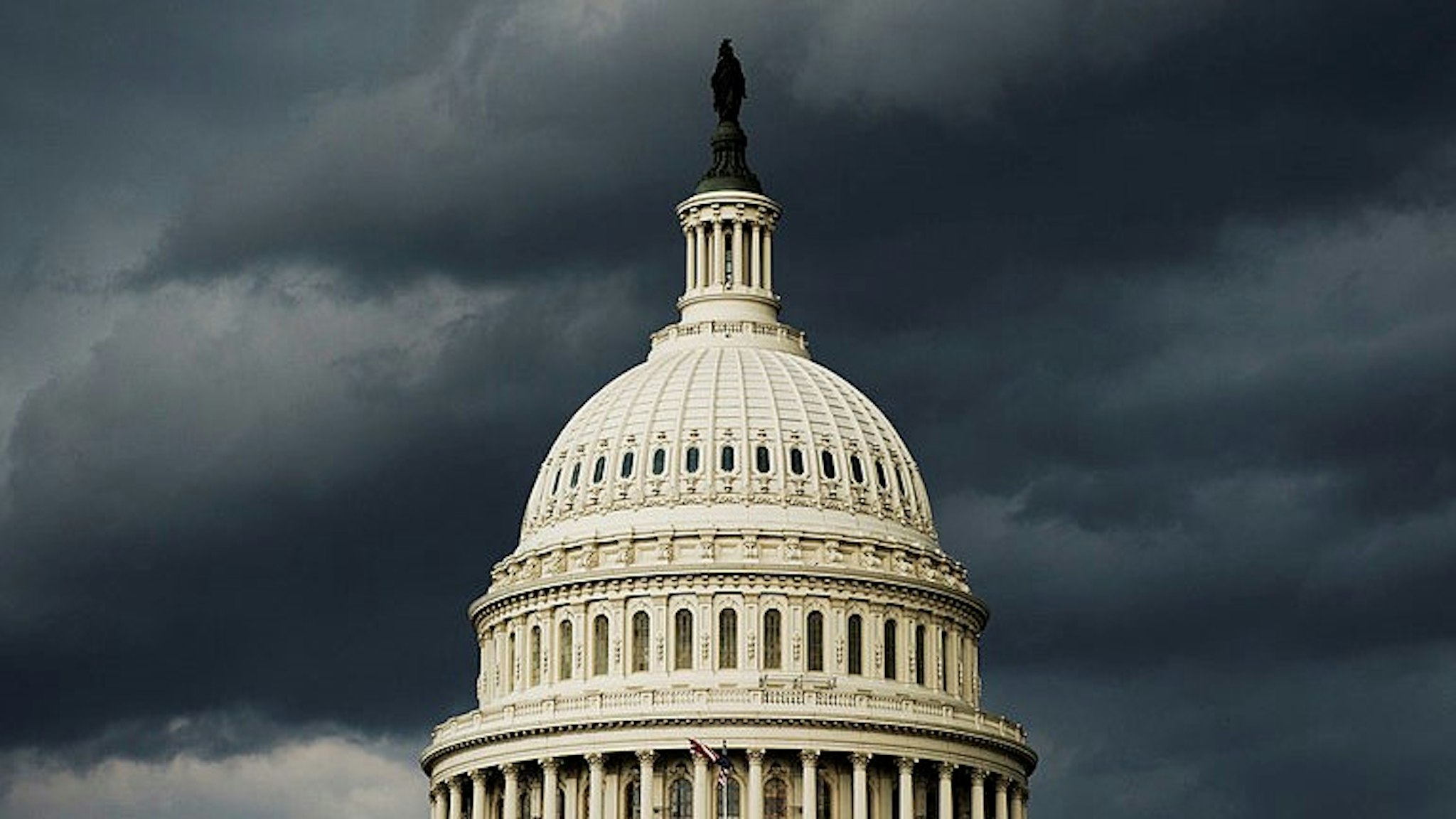 A strong storm front passes over the U.S. Capitol on Tuesday, July 8, 2014.