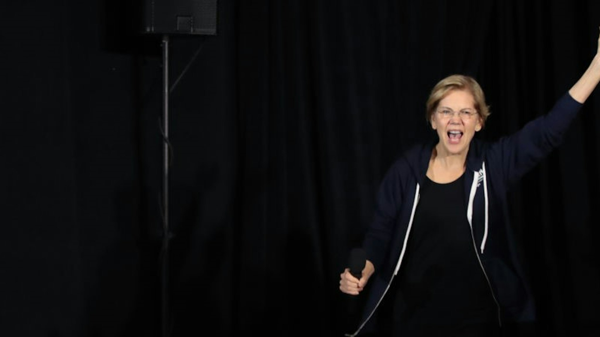 Democratic presidential candidate Sen. Elizabeth Warren (D-MA) speaks to guests during a campaign stop at the Val Air Ballroom on November 25, 2019 in West Des Moines, Iowa. The 2020 Iowa Democratic caucuses will take place on February 3, 2020, making it the first nominating contest for the Democratic Party in choosing their presidential candidate.