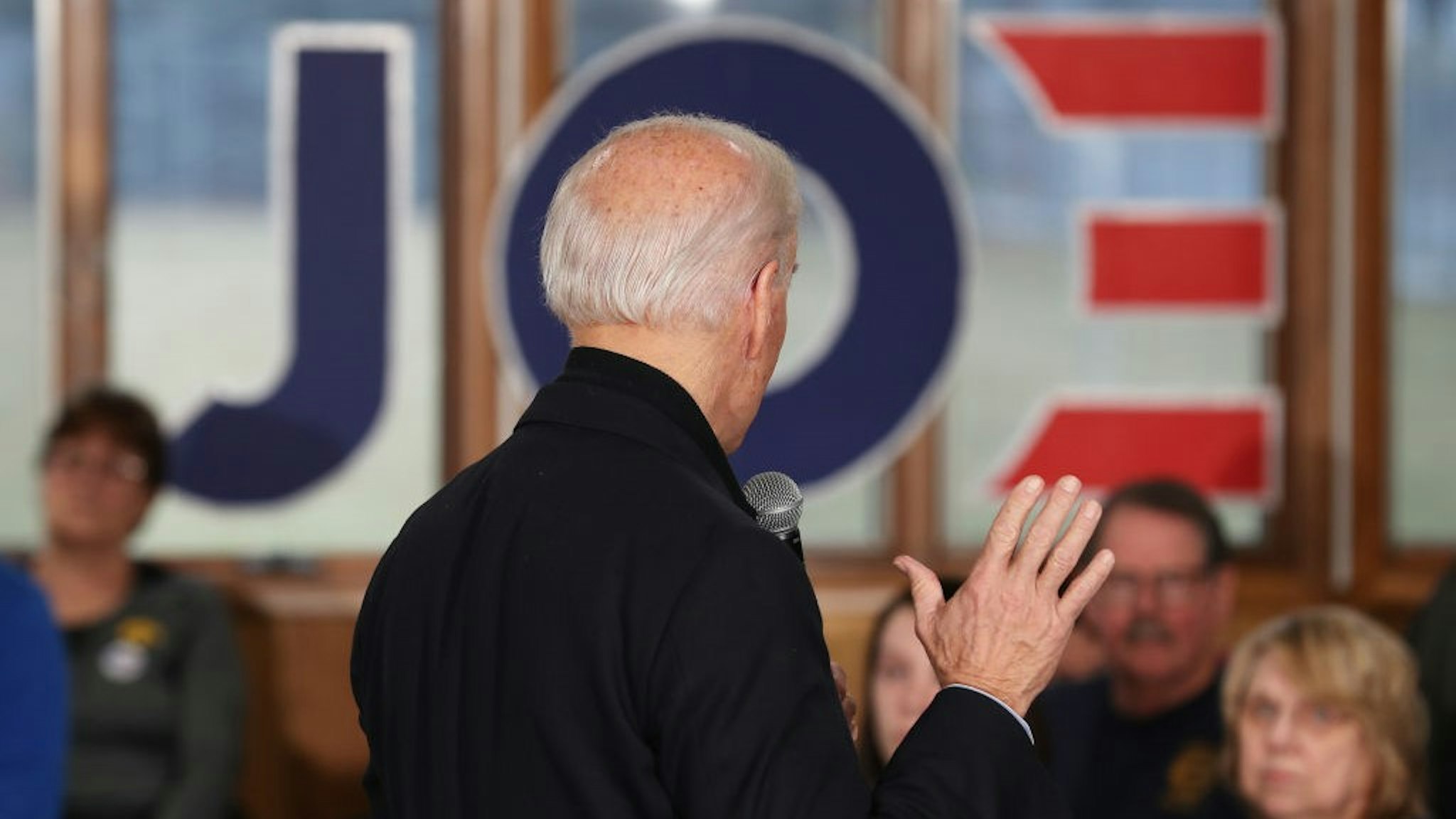 Democratic presidential candidate, former Vice President Joe Biden speaks during a campaign stop at Tipton High School on December 28, 2019 in Tipton, Iowa. The 2020 Iowa Democratic caucuses will take place on February 3, 2020, in the first nominating contest for the Democratic Party in choosing their presidential candidate to face Donald Trump in the 2020 election. (Photo by