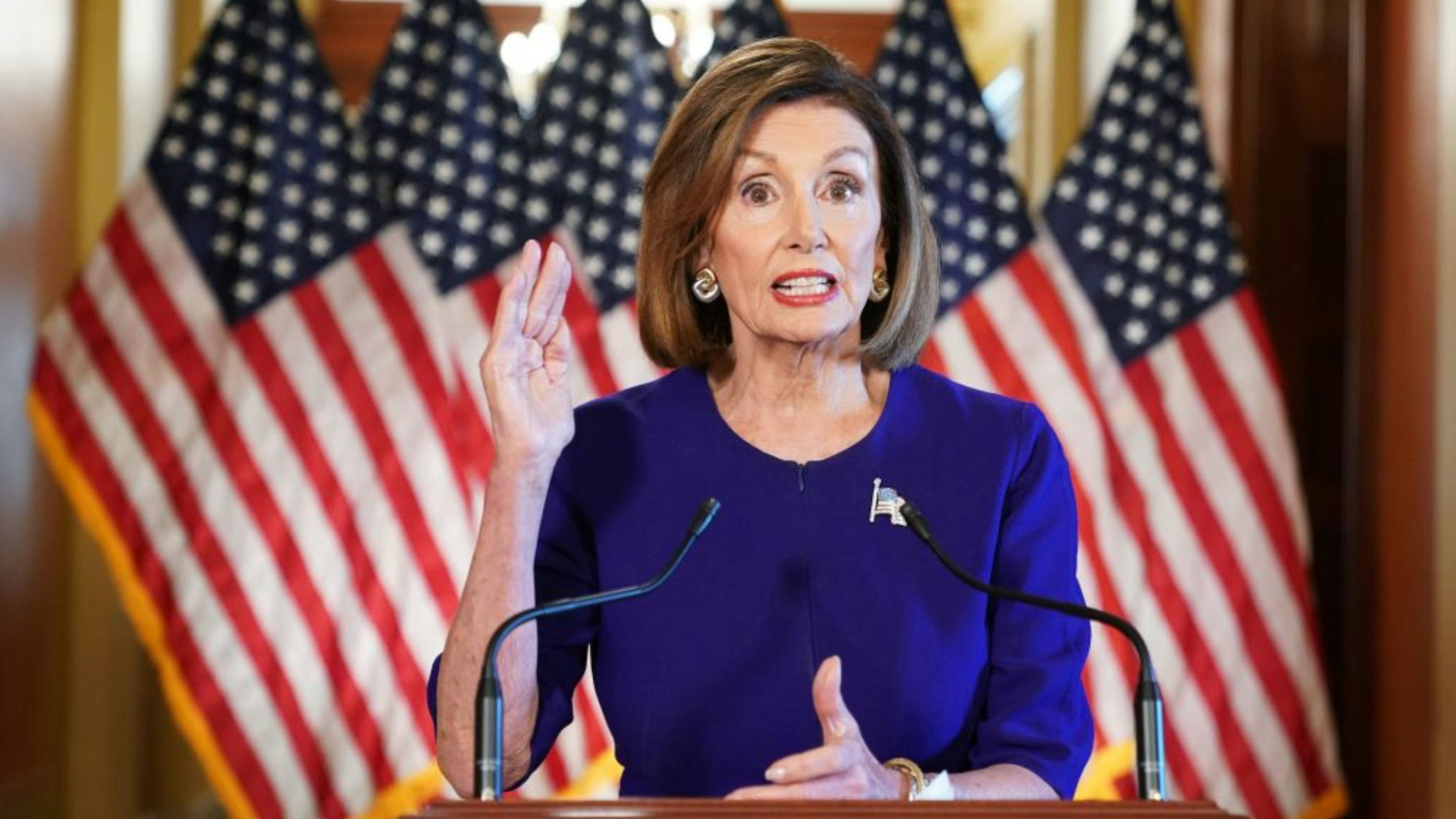 US Speaker of the House Nancy Pelosi, Democrat of California, announces a formal impeachment inquiry of US President Donald Trump on September 24, 2019, in Washington, DC.