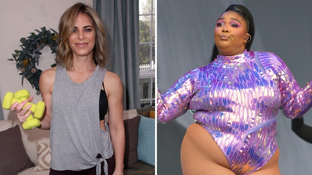 TV personality/personal trainer Jillian Michaels visits Hallmark's "Home & Family" at Universal Studios Hollywood on January 16, 2018 in Universal City, California/Lizzo performs on the West Holts stage during day four of Glastonbury Festival at Worthy Farm, Pilton on June 29, 2019 in Glastonbury, England.