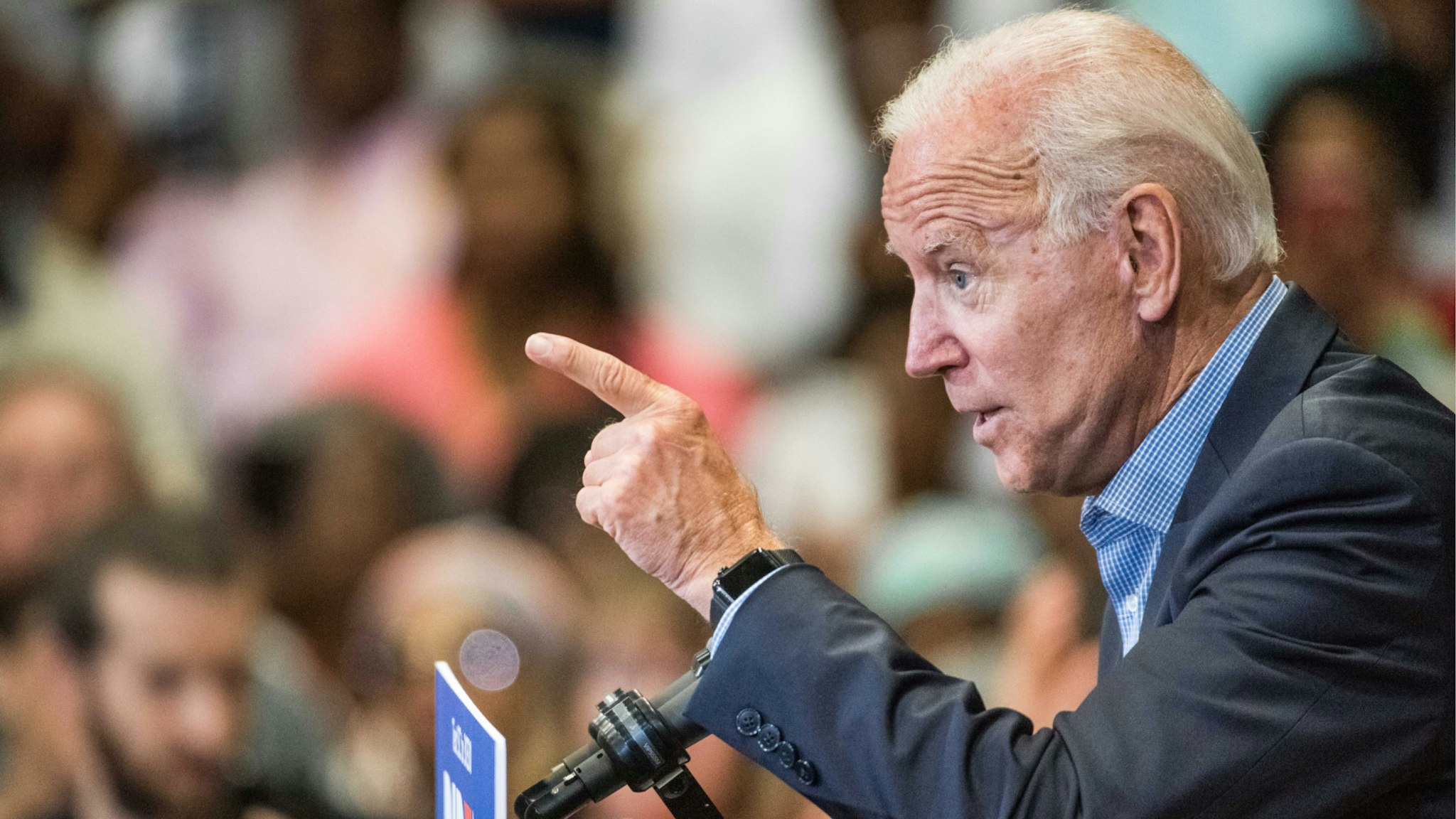 Democratic presidential candidate and former US Vice President Joe Biden addresses a crowd at a town hall event at Clinton College on August 29, 2019 in Rock Hill, South Carolina.