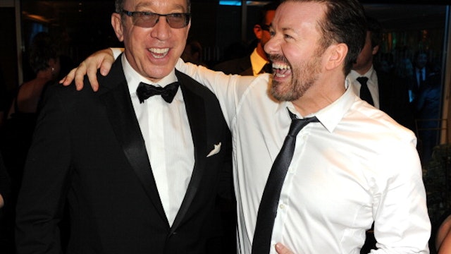 (EXCLUSIVE, Premium Rates Apply) (EXCLUSIVE COVERAGE) Actors Tim Allen and Ricky Gervais attend HBO's 68th Annual Golden Globe Awards Official After Party held at The Beverly Hilton hotel on January 16, 2011 in Beverly Hills, California.