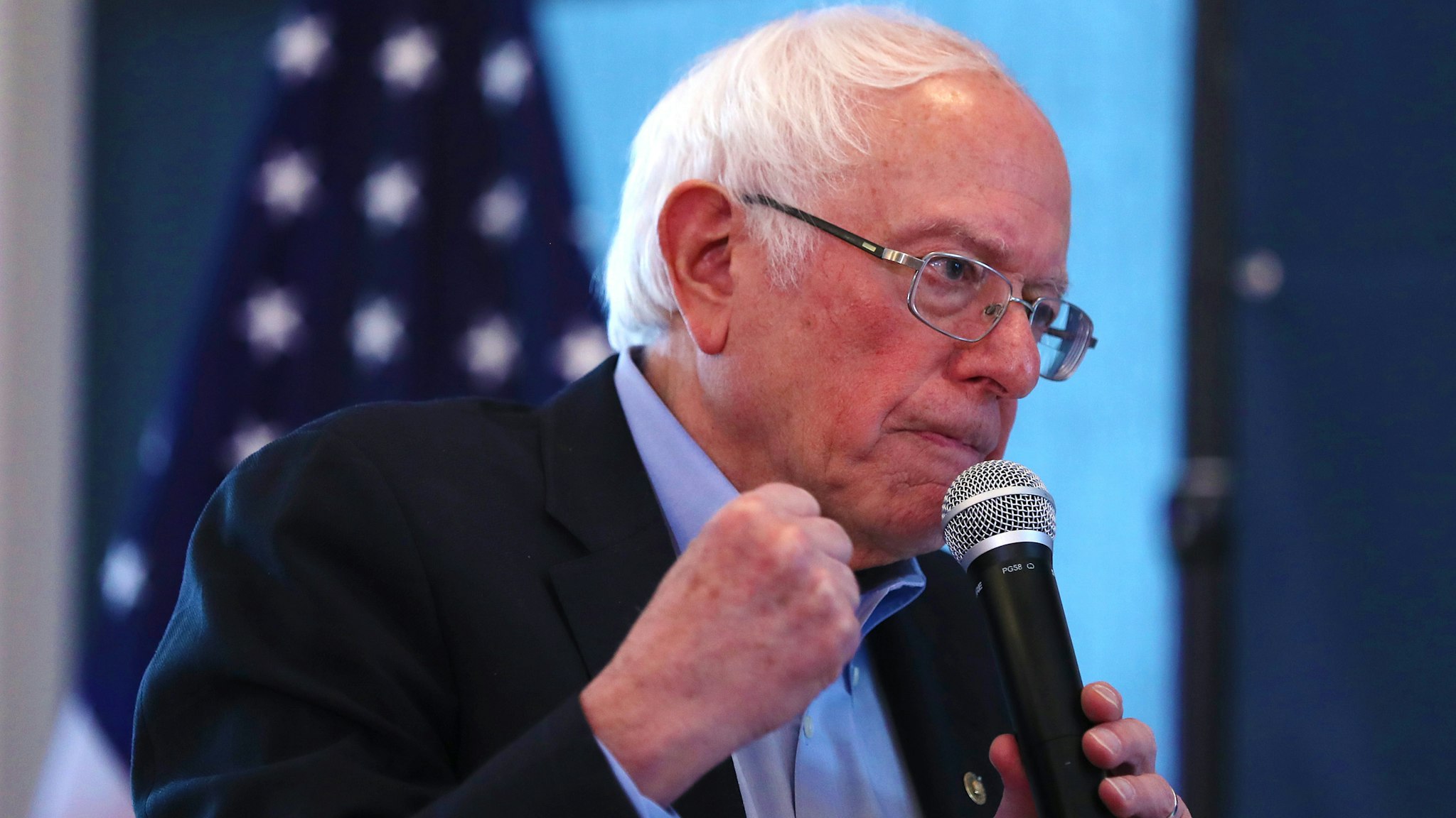 WEST DES MOINES, IOWA - DECEMBER 30: Democratic presidential candidate Sen. Bernie Sanders (D-VT) speaks during a campaign event at NOAH's Events Venue on December 30, 2019 in West Des Moines, Iowa. The 2020 Iowa Democratic caucuses will take place on February 3, 2020, making it the first nominating contest for the Democratic Party in choosing their presidential candidate to face Donald Trump in the 2020 election.