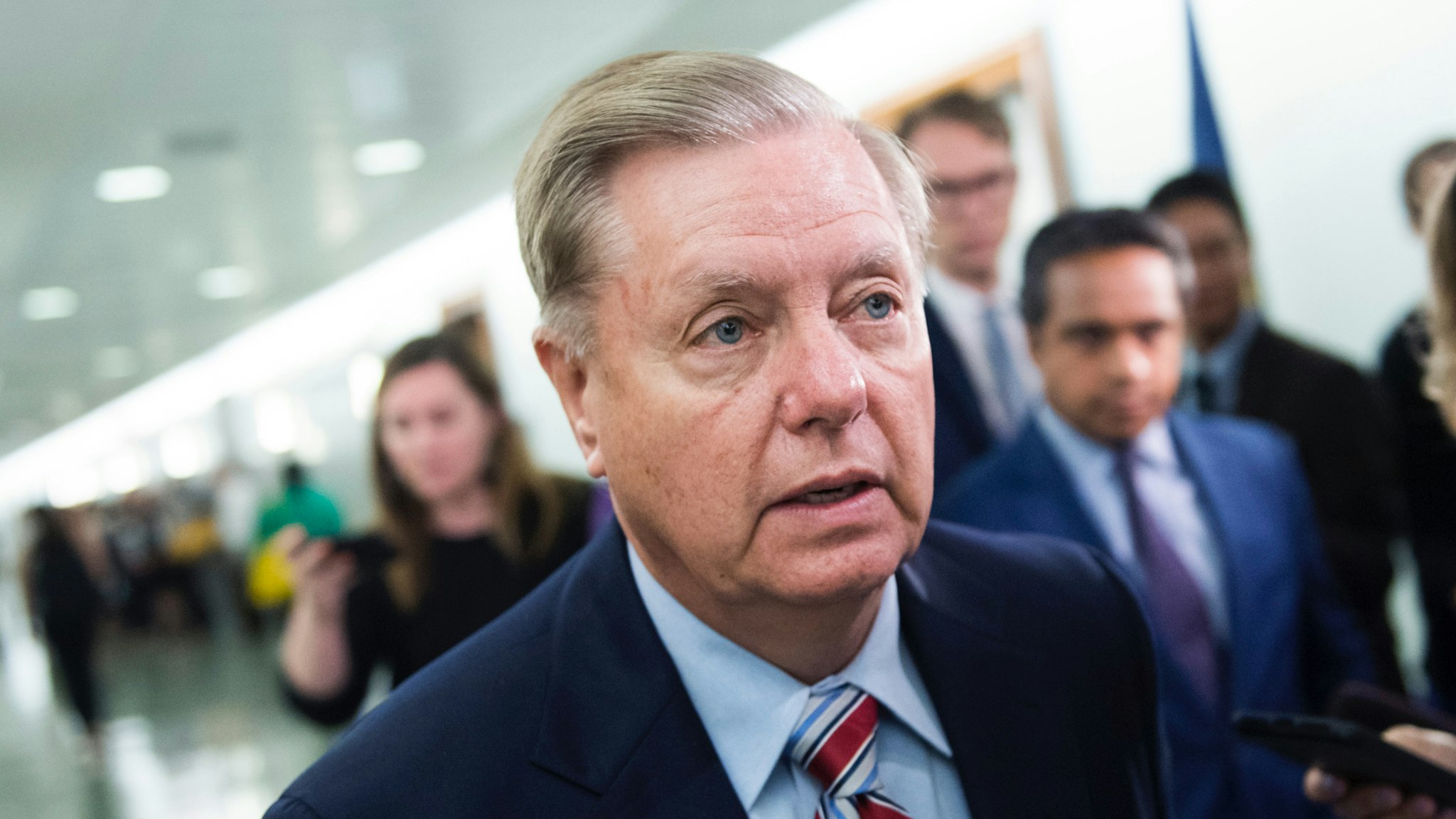 Chairman Lindsey Graham, R-S.C., arrives for the Senate Judiciary Committee hearing in Dirksen Building titled "Oversight of the Federal Bureau of Investigation," on Tuesday, JuLY 23, 2019.