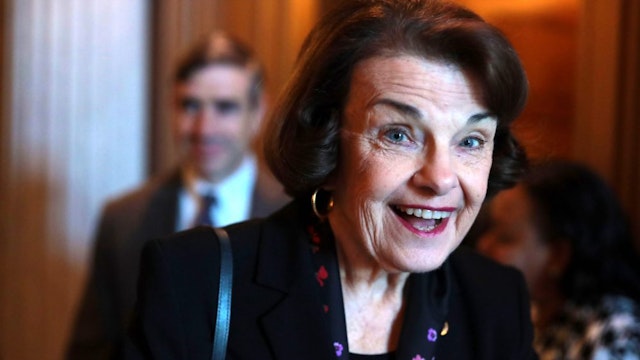 WASHINGTON, DC - FEBRUARY 05: U.S. Sen. Dianne Feinstein (D-CA) arrives at a weekly Senate Democratic Policy Luncheon at the U.S. Capitol February 5, 2019 in Washington, DC. Senate Democrats held the weekly policy lunch to discuss Democratic agenda.
