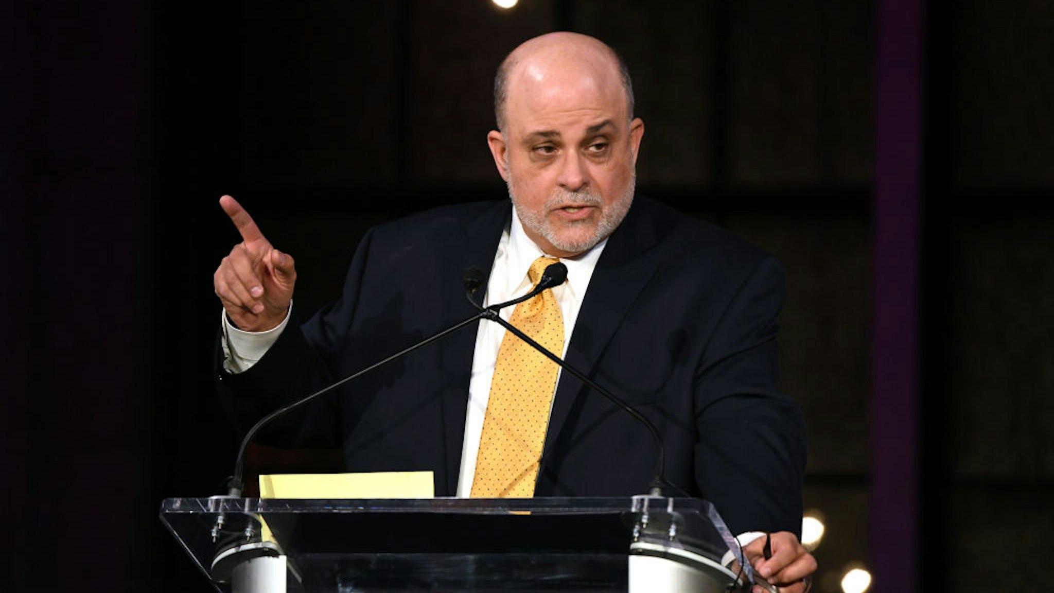 Inductee Mark Levin speaks on stage during Radio Hall Of Fame 2018 Induction Ceremony at Guastavino's on November 15, 2018 in New York City.