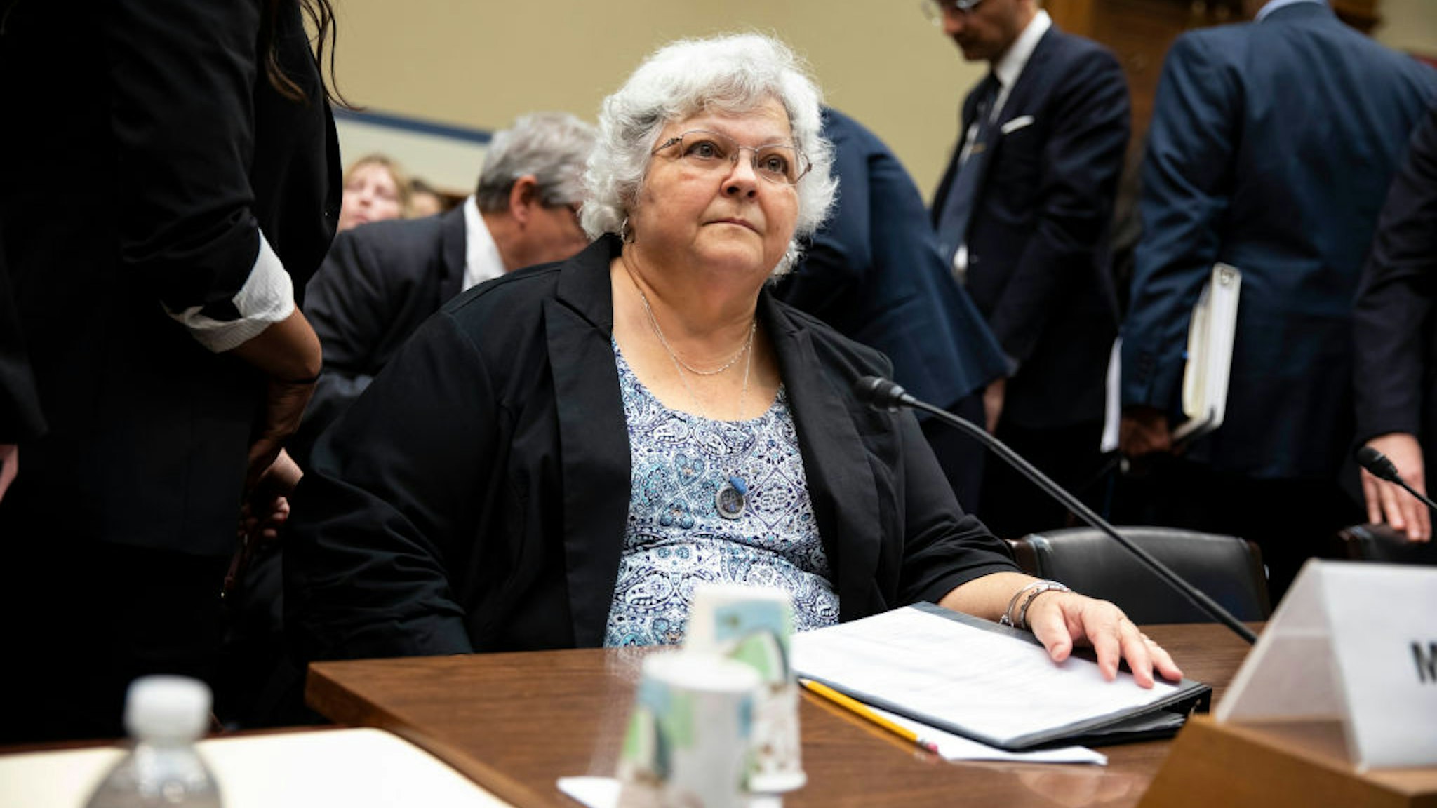 Susan Bro, mother of Heather Heyer arrives to a House Civil Rights and Civil Liberties Subcommittee hearing on confronting white supremacy at the U.S. Capitol on May 15, 2019 in Washington, DC.