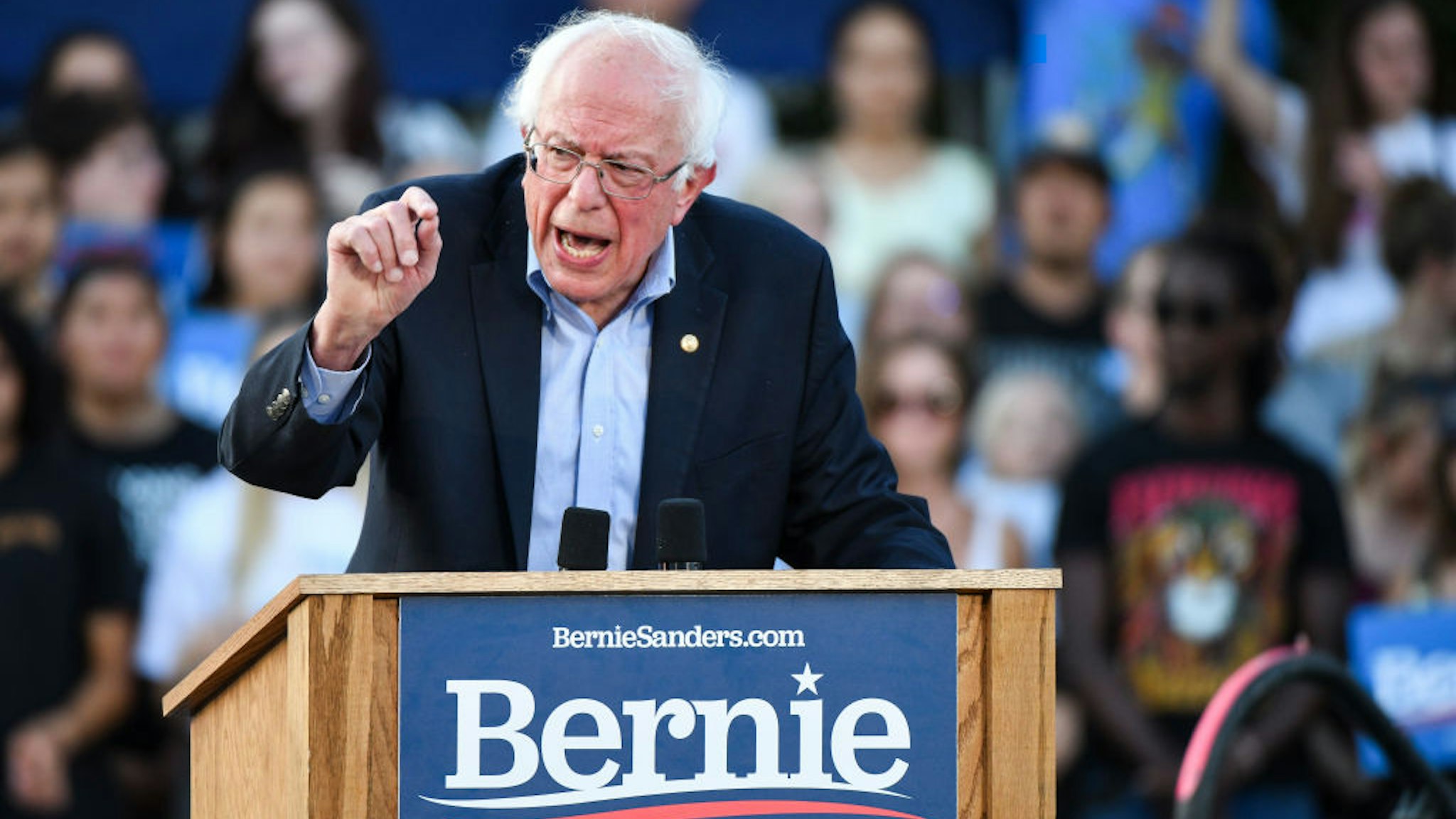 Democratic presidential candidate Sen. Bernie Sanders (I-VT) speaks to supporters at a rally at Civic Center Park on September 9, 2019 in Denver, Colorado.