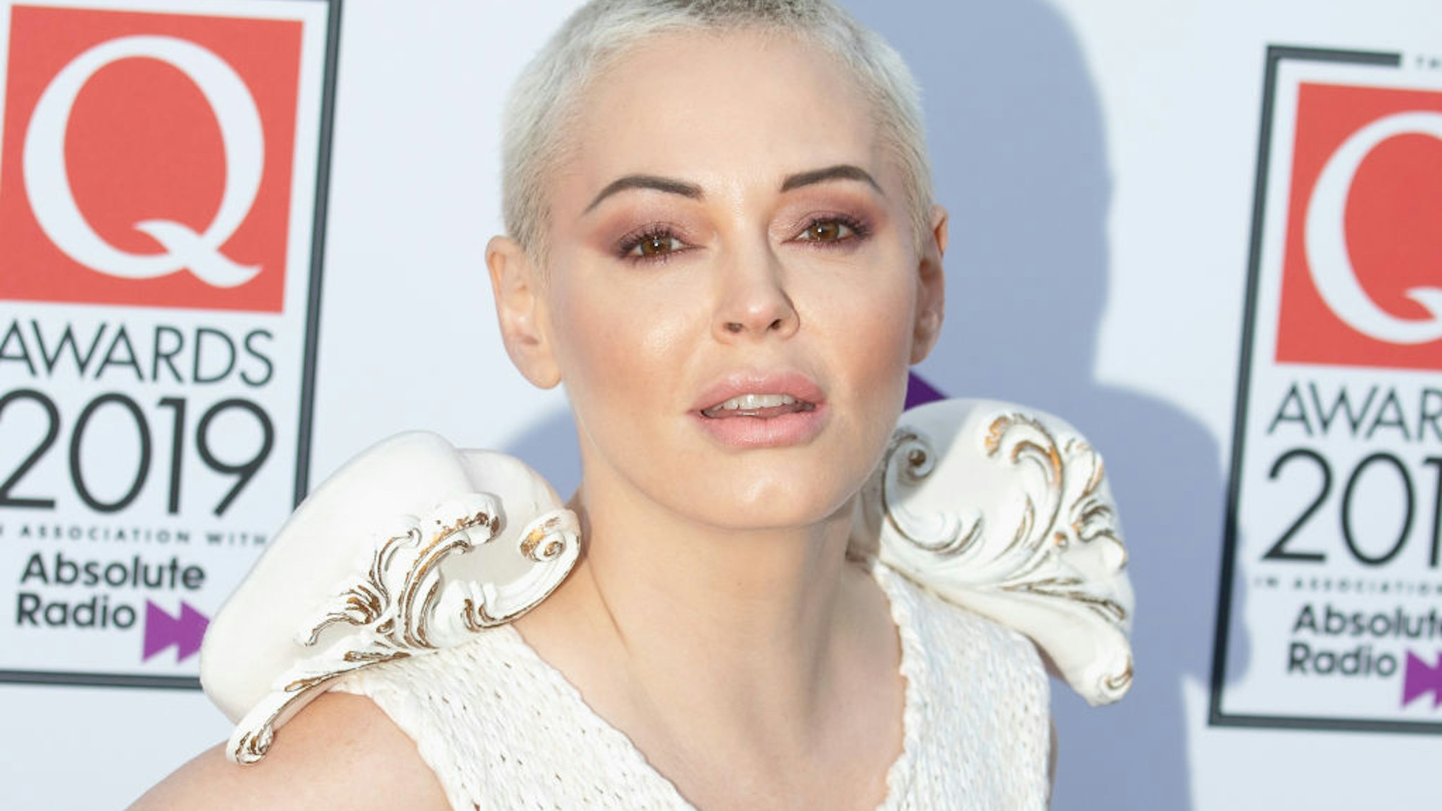 Rose McGowan attends the Q Awards 2019 at The Roundhouse on October 16, 2019 in London, England.