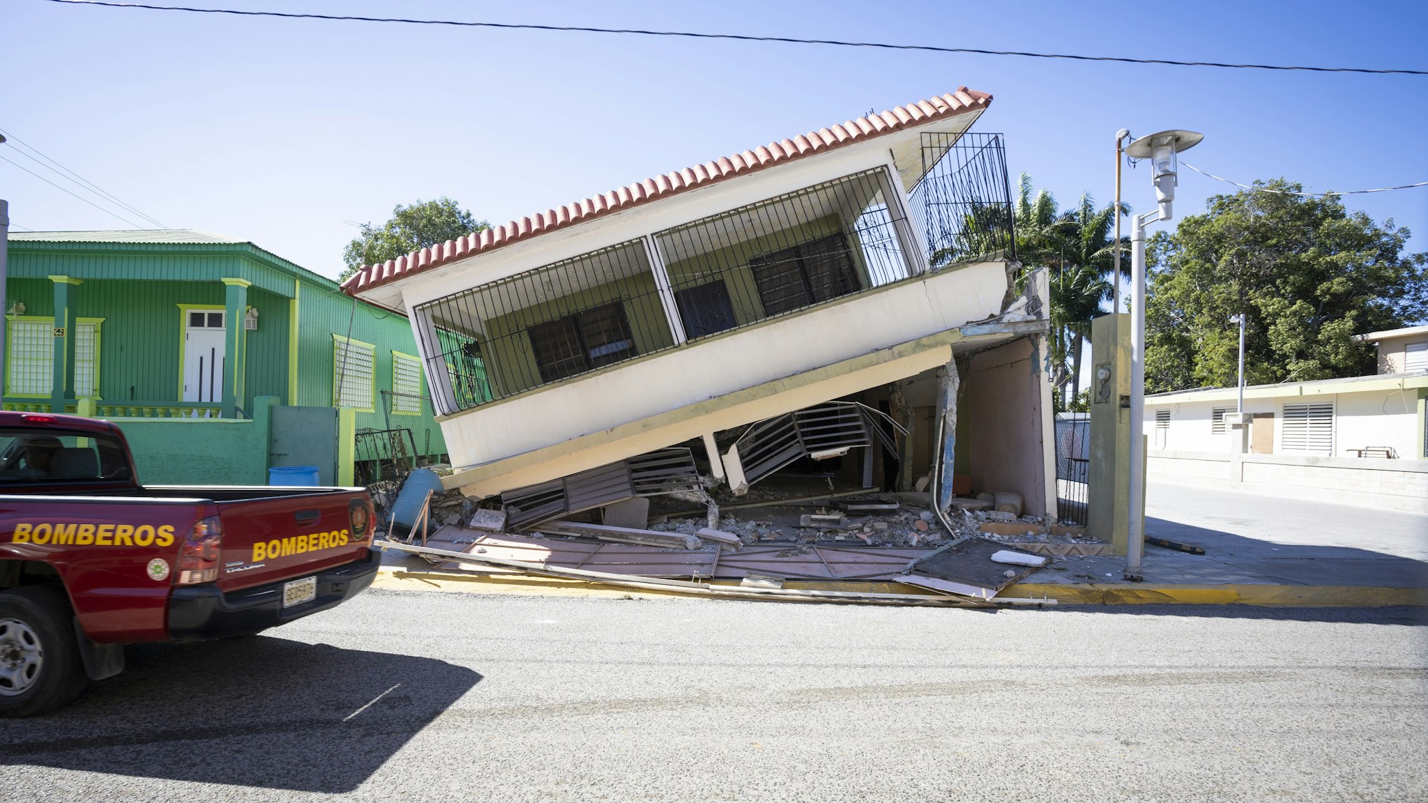 GUANICA, PUERTO RICO - JANUARY 7: A view of damages at Guanica town after 6.4-magnitude earthquake hit Puerto Rico on January 7, 2020. (Photo by Alejandro Granadillo/Anadolu Agency via Getty Images)