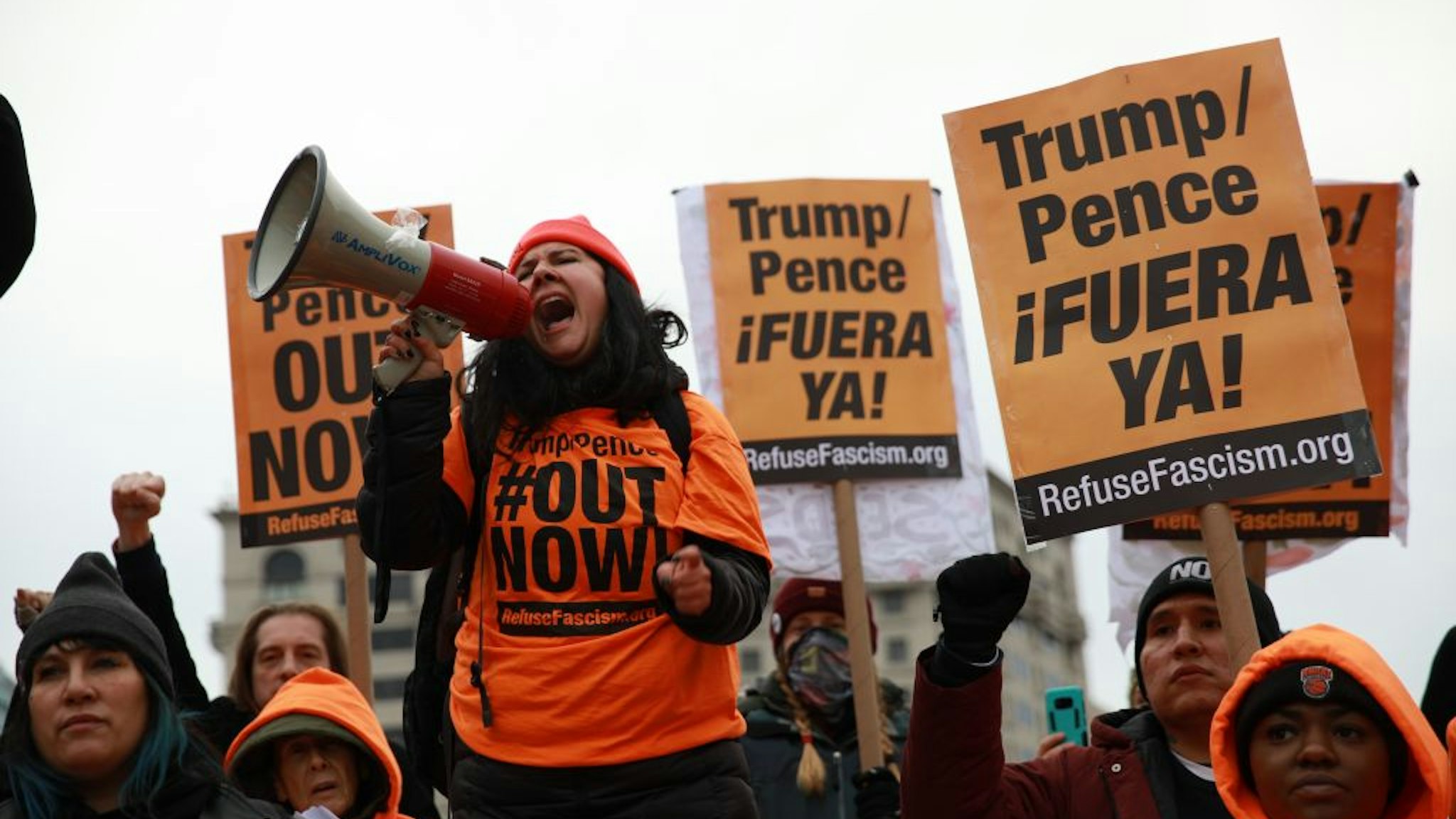 People participate in the Women's March as they protest against the U.S. President Donald Trump in Washington, United States on January 18, 2020.