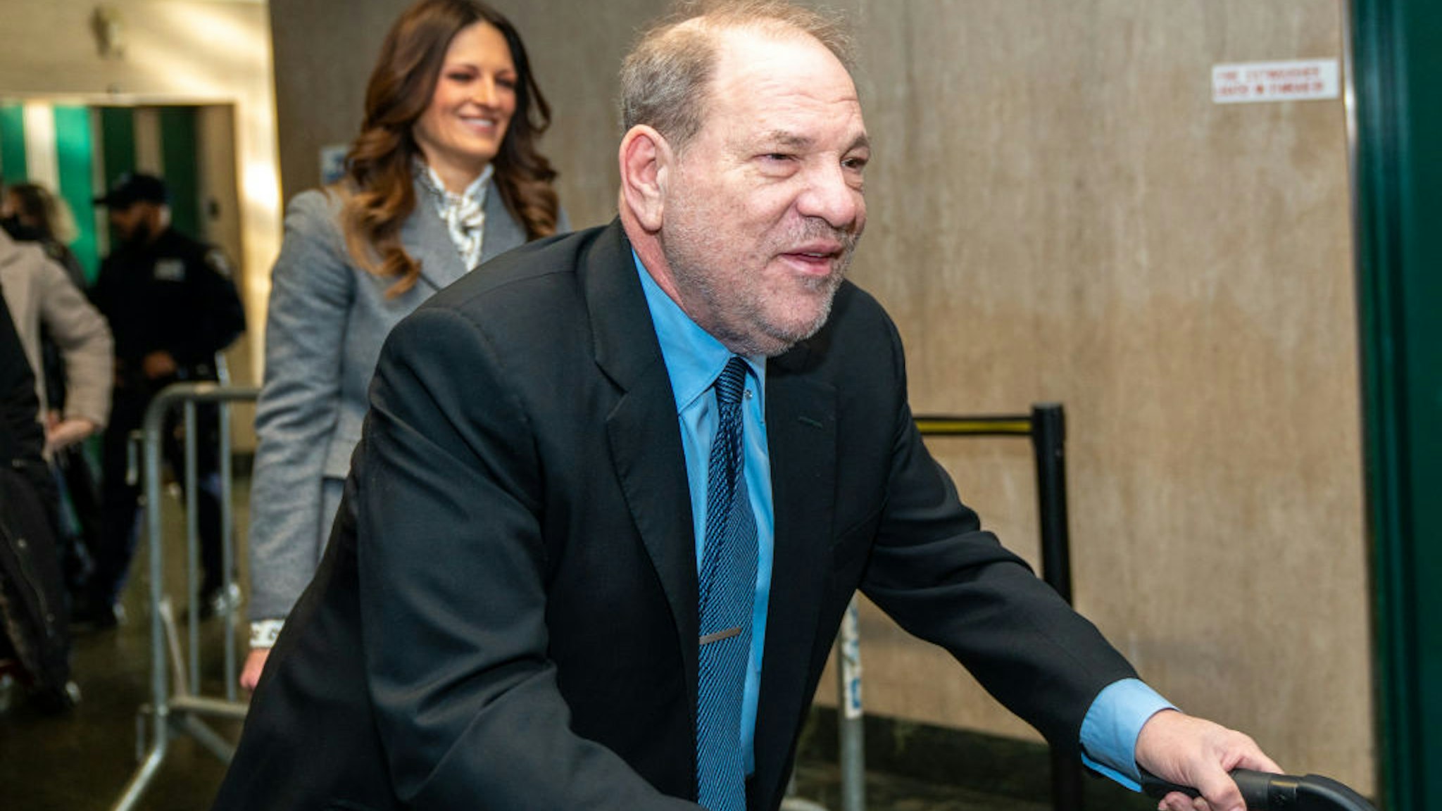 Harvey Weinstein arrives at Manhattan Criminal Court for his sexual assault trial on January 29, 2020 in New York City. Weinstein, whose alleged sexual misconduct helped spark the #MeToo movement, pleaded not-guilty on five counts of rape and sexual assault against two unnamed women and faces a possible life sentence in prison.