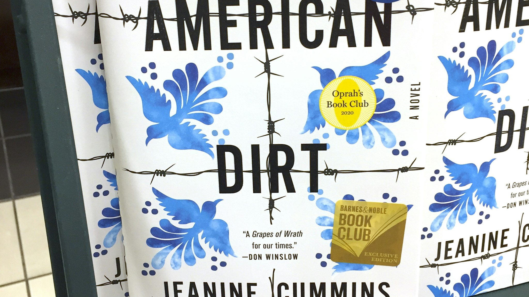 Photo shows "American Dirt" books sitting on a rack at a bookstore in New York on January 30, 2020. - The book by American author Jeanine Cummins tells the story of a Mexican woman who escaped as an illegal immigrant to the United States with her son. The publisher canceled the scheduled book tour amidst controversy and safety concerns. (Photo by Laura BONILLA CAL / AFP) (Photo by LAURA BONILLA CAL/AFP via Getty Images)