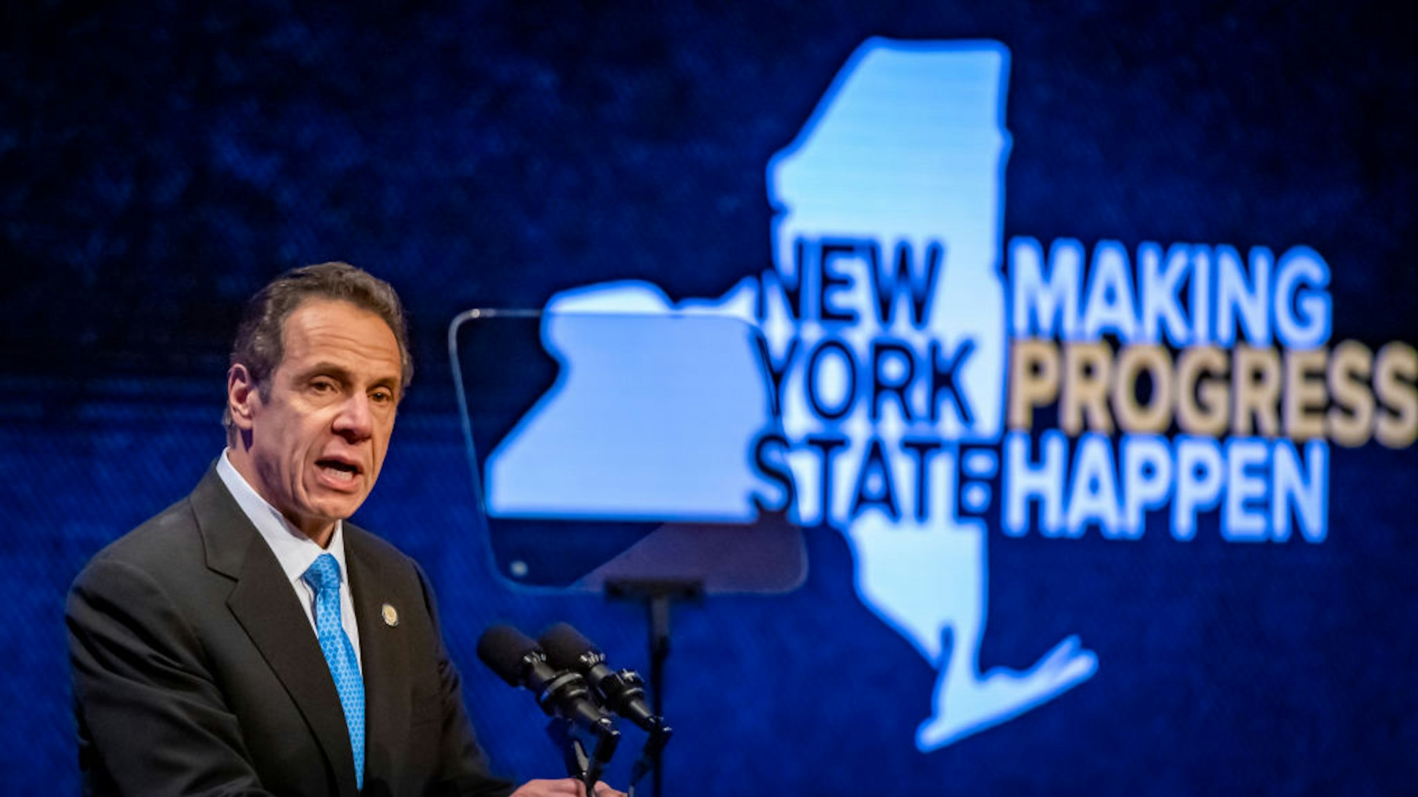 Gov. Andrew Cuomo during his State of the State address at the Empire State Plaza Convention Center in Albany, New York on January 8, 2020.