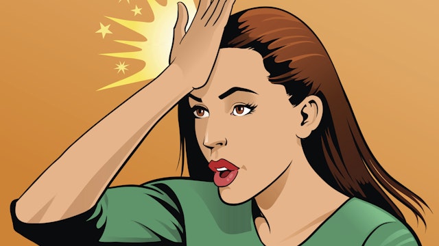Woman Upset Hitting Forehead With Her Hand - stock vector