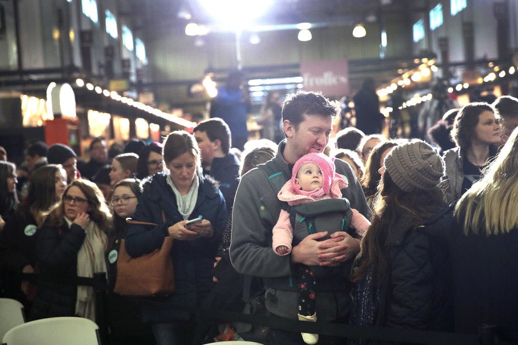 Guests wait for the arrival of Democratic presidential candidate Sen. Elizabeth Warren (D-MA) at a campaign stop at The Newbo City Market on January 26, 2020 in Cedar Rapids, Iowa. The 2020 Iowa Democratic caucuses will take place on February 3, making it the first nominating contest for the Democratic Party in choosing their presidential candidate to face Donald Trump in the 2020 general election.