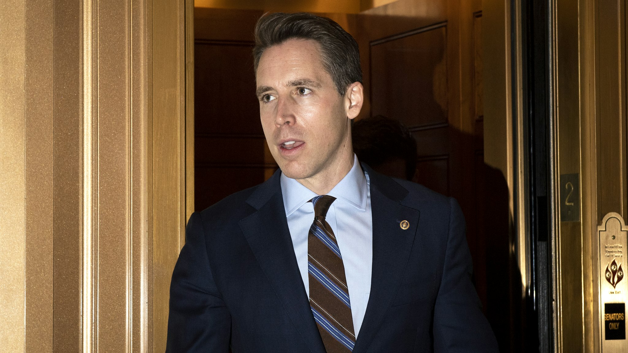 OCTOBER 29: Sen. Josh Hawley, R-Mo., makes his way to the Senate Republicans lunch in the Capitol on Tuesday Oct. 29, 2019.