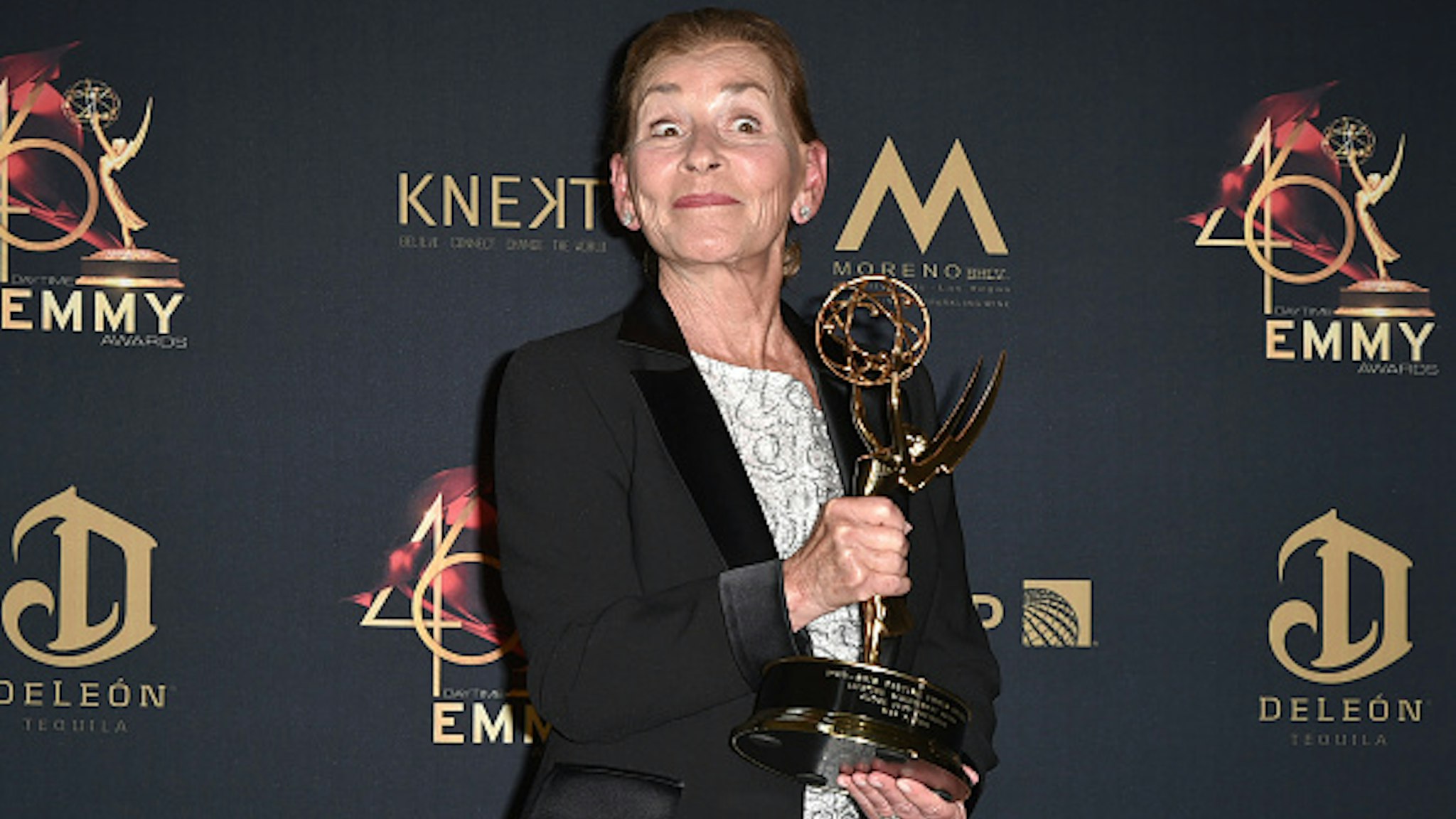 Judge Judy Sheindlin, with her Lifetime Achievement Award, attends the 46th Annual Daytime Emmy Awards - Press Room at Pasadena Civic Center on May 05, 2019 in Pasadena, California.