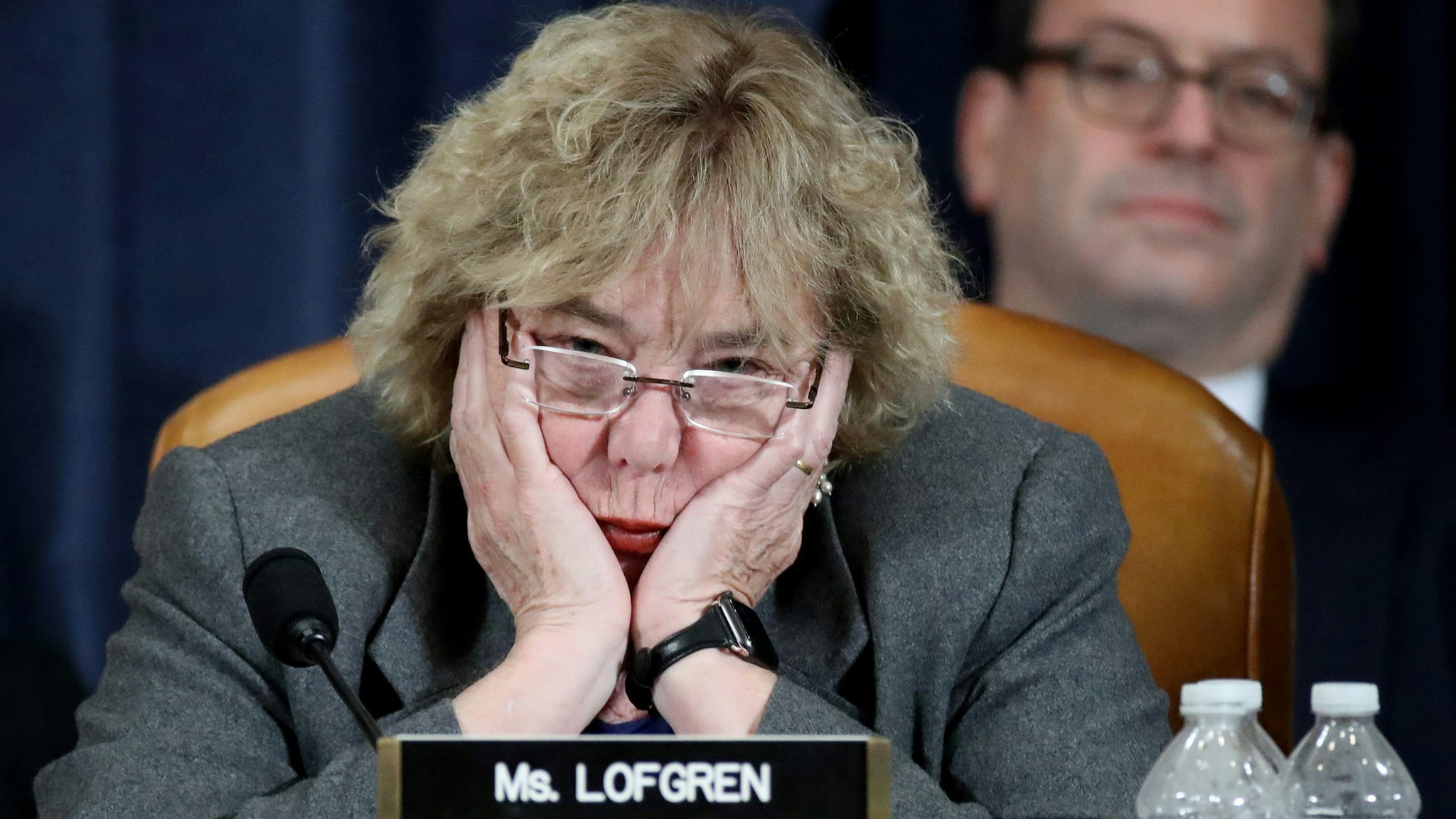 WASHINGTON, DC - DECEMBER 04: Rep. Zoe Lofgren (D-CA) listens as constitutional scholars testify before the House Judiciary Committee in the Longworth House Office Building on Capitol Hill December 4, 2019 in Washington, DC. This is the first hearing held by the House Judiciary Committee in the impeachment inquiry against U.S. President Donald Trump, whom House Democrats say held back military aid for Ukraine while demanding it investigate his political rivals. The Judiciary Committee will decide whether to draft official articles of impeachment against President Trump to be voted on by the full House of Representatives.