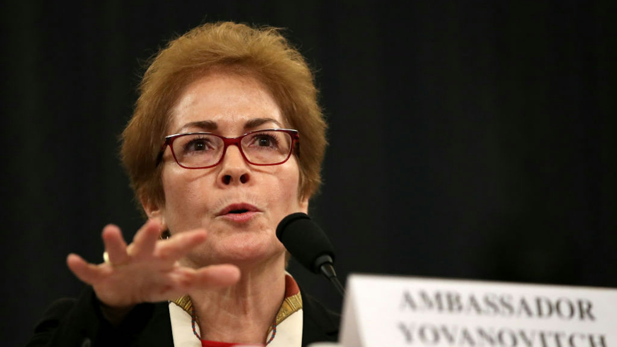 Former U.S. Ambassador to Ukraine Marie Yovanovitch testifies before the House Intelligence Committee in the Longworth House Office Building on Capitol Hill November 15, 2019 in Washington, DC. In the second impeachment hearing held by the committee, House Democrats continue to build a case against U.S. President Donald Trump‚Äôs efforts to link U.S. military aid for Ukraine to the nation‚Äôs investigation of his political rivals. (Photo by Drew Angerer/Getty Images)