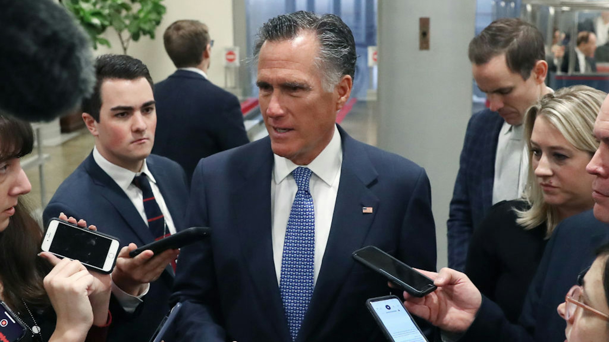 Sen. Mitt Romney (R-UT) talks to reporters at the U.S. Capitol January 21, 2020 in Washington, DC. Today marks day one of the Senate impeachment trial against President Trump. (Photo by Mark Wilson/Getty Images)