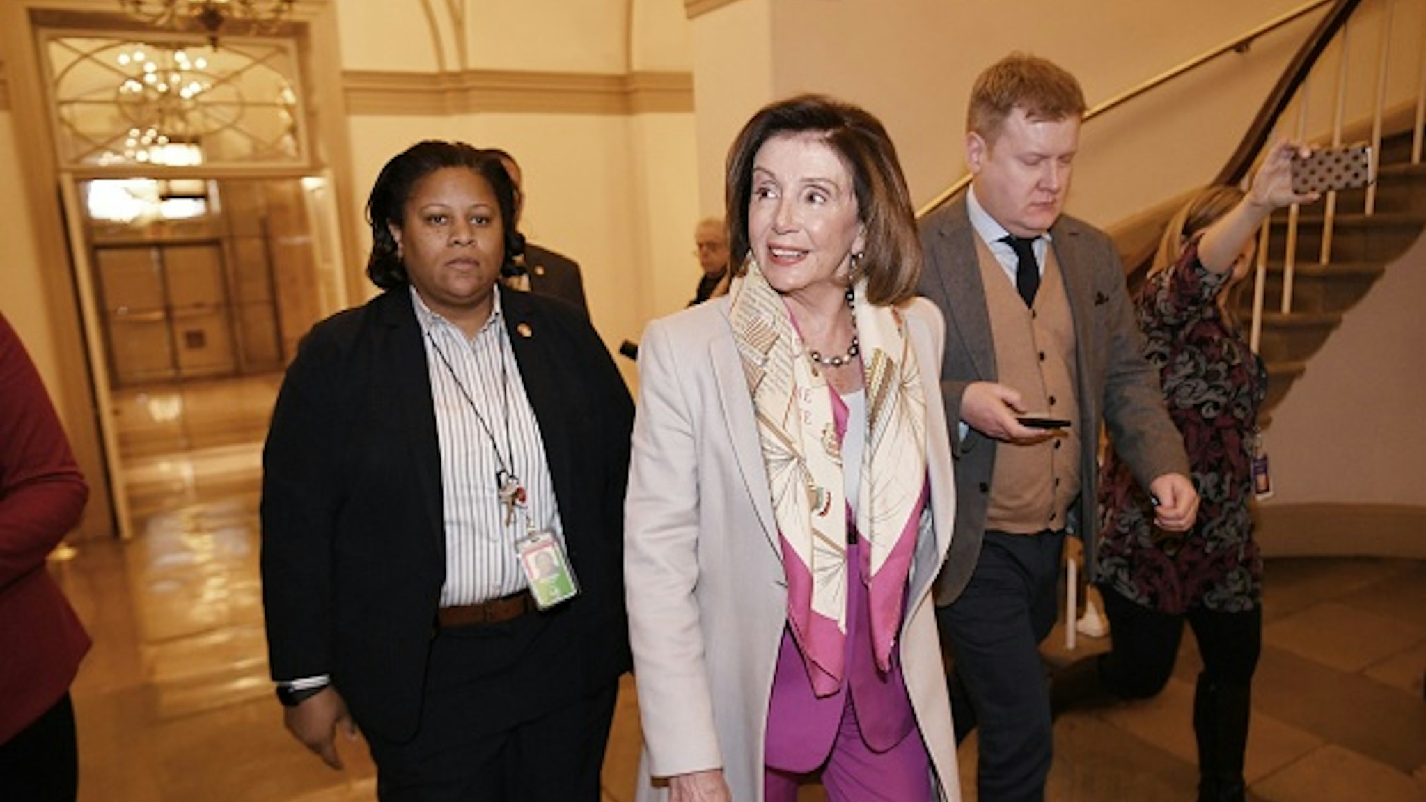 House Speaker Nancy Pelosi, D-CA, arrives at the US Capitol in Washington, DC on January 7, 2020.