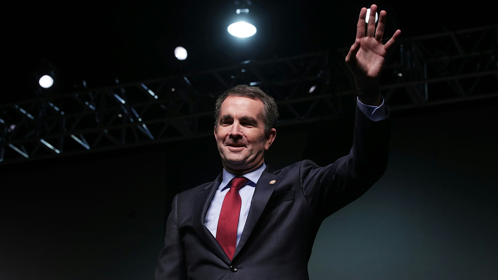 RICHMOND, VA - OCTOBER 19: Democratic gubernatorial candidate and Virginia Lieutenant Governor Ralph Northam waves during a campaign event at the Greater Richmond Convention Center October 19, 2017 in Richmond, Virginia. Northam is running against Republican Ed Gillespie to be the next governor of Virginia.
