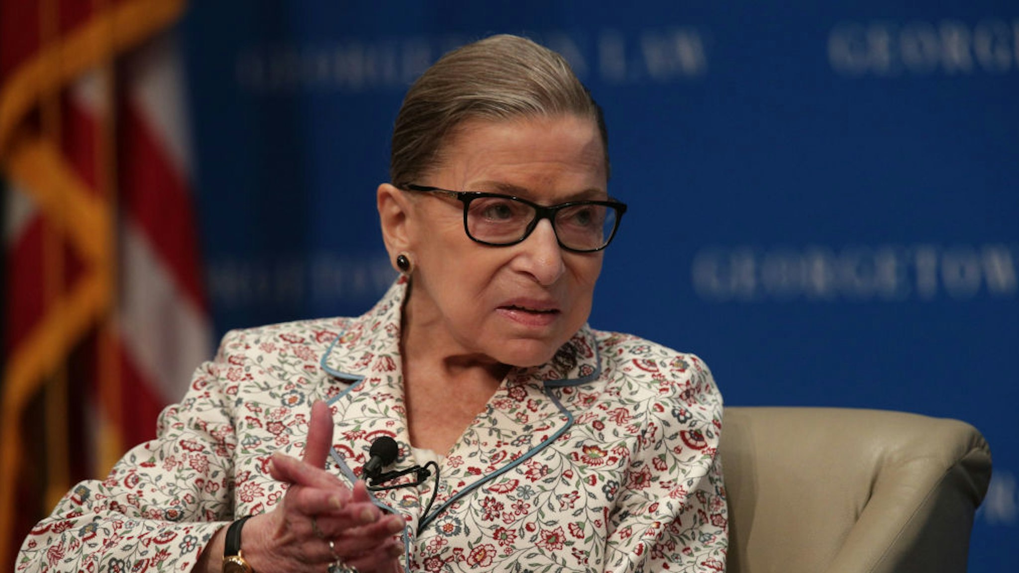 U.S. Supreme Court Associate Justice Ruth Bader Ginsburg participates in a discussion at Georgetown University Law Center July 2, 2019 in Washington, DC. The Georgetown University Law Center‚Äôs Supreme Court Institute held a discussion on "U.S. Supreme Court Justice Ruth Bader Ginsburg: A Legacy of Gender Equality in Life and Law." (Photo by Alex Wong/Getty Images)
