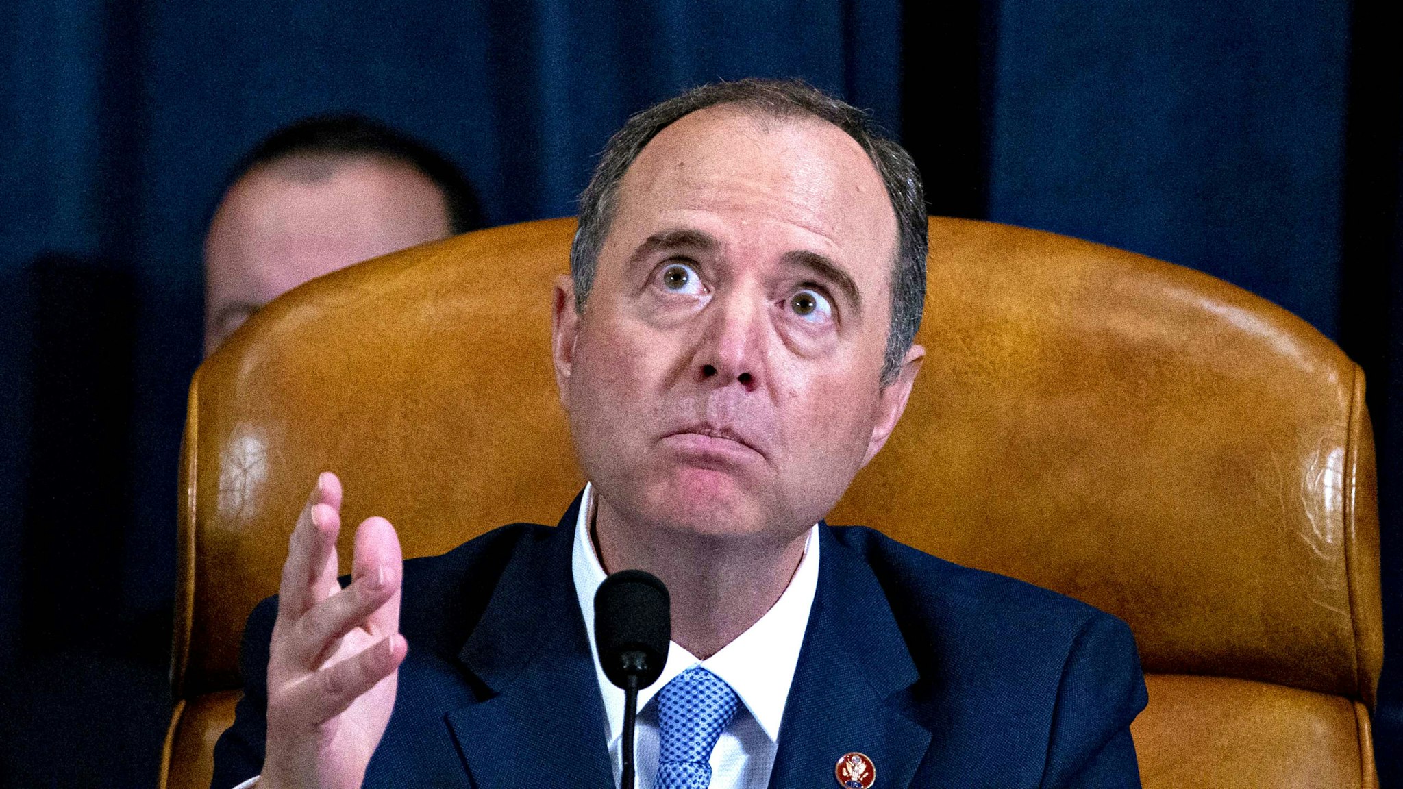 Representative Adam Schiff, a Democrat from California and chairman of the House Intelligence Committee, makes a closing statement during an impeachment inquiry hearing in Washington, D.C., U.S., on Thursday, Nov. 21, 2019. The committee hears from nine witnesses in open hearings this week in the impeachment inquiry into President Donald Trump.