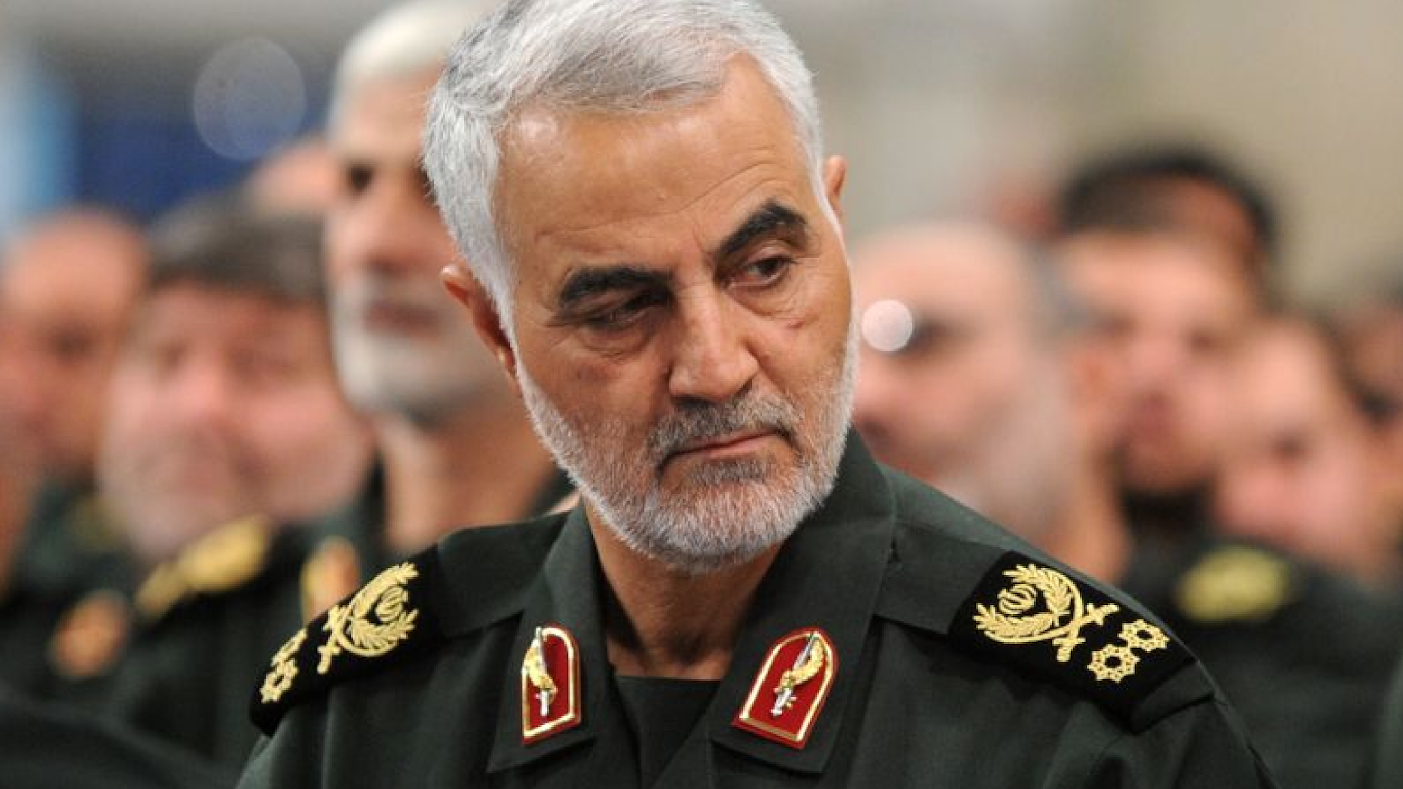 A file photo dated September 18, 2016 shows Iranian Revolutionary Guards' Quds Force commander Qasem Soleimani during Iranian Supreme Leader Ayatollah Ali Khamenei's meeting with Revolutionary Guards, in Tehran, Iran.