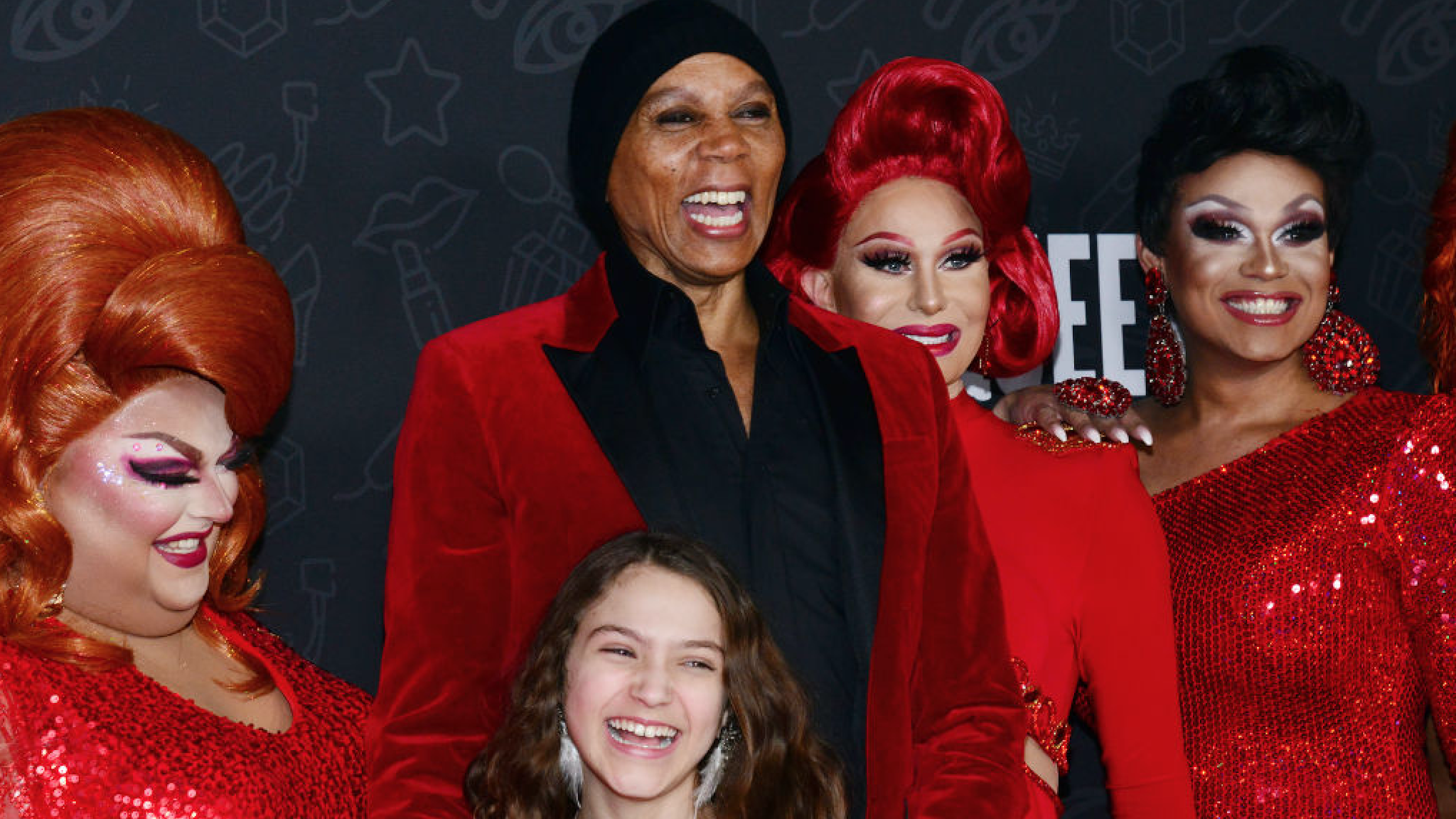 (L-R) Ginger Minj, Izzy G., RuPaul, Trinity "The Tuck" Taylor and Mariah Paris Balenciaga attend the premiere of Netflix's "AJ and the Queen" Season 1 at the Egyptian Theatre on January 09, 2020 in Hollywood, California.