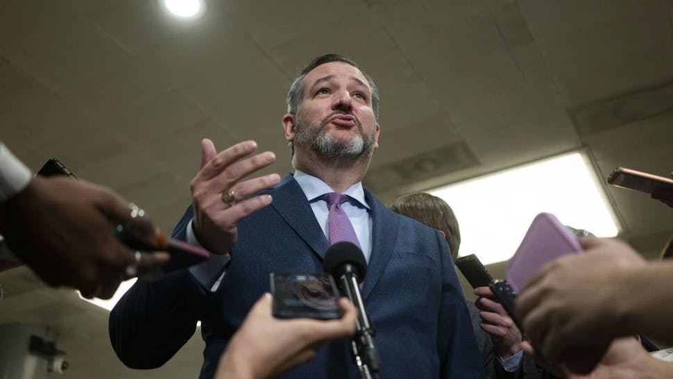 Ted Cruz Senator Ted Cruz, a Republican from Texas, speaks to members of the media in the Senate Subway at the U.S. Capitol in Washington, D.C., U.S., on Tuesday, Jan. 21, 2020. President Donald Trump's impeachment trial formally opened in the Senate with Majority Leader Mitch McConnell making last-minute changes to the ground rules, which could still allow the proceedings to wrap up within days. Photographer: Alex Edelman/Bloomberg